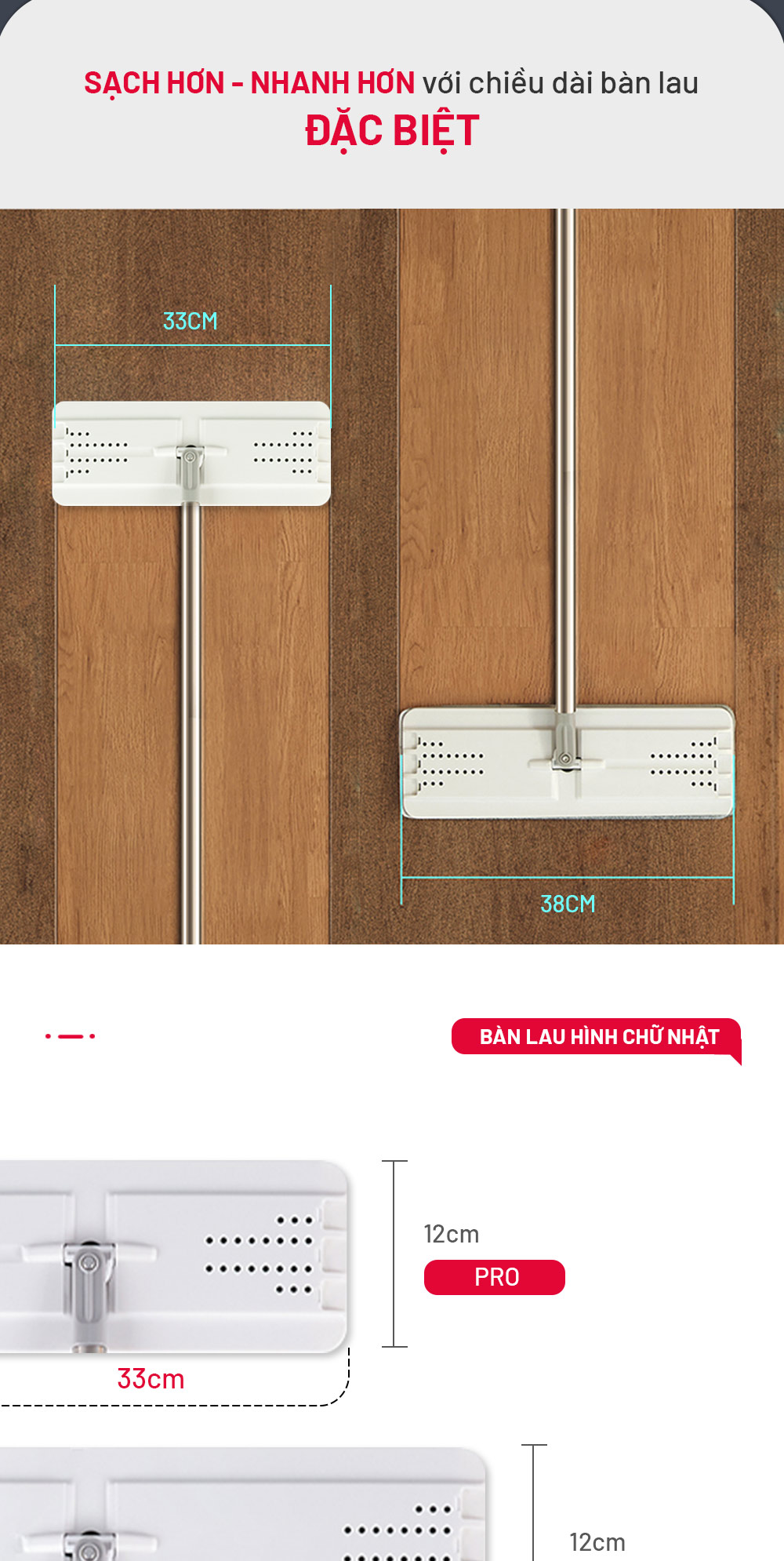 Mô tả Cây lau nhà tự vắt thông minh, bộ lau nhà 360 độ, lau sạch khô nhanh Parroti - 6