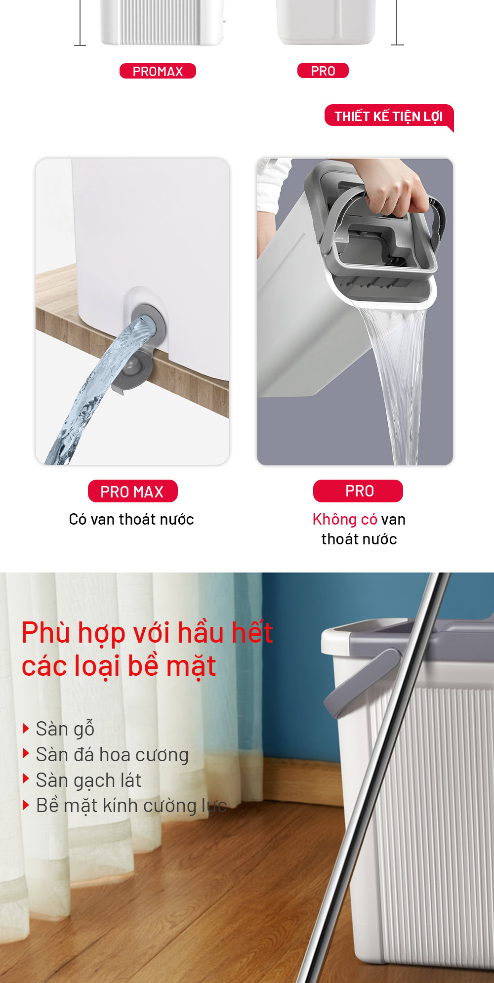 Mô tả Cây lau nhà tự vắt thông minh, bộ lau nhà 360 độ, lau sạch khô nhanh Parroti - 8