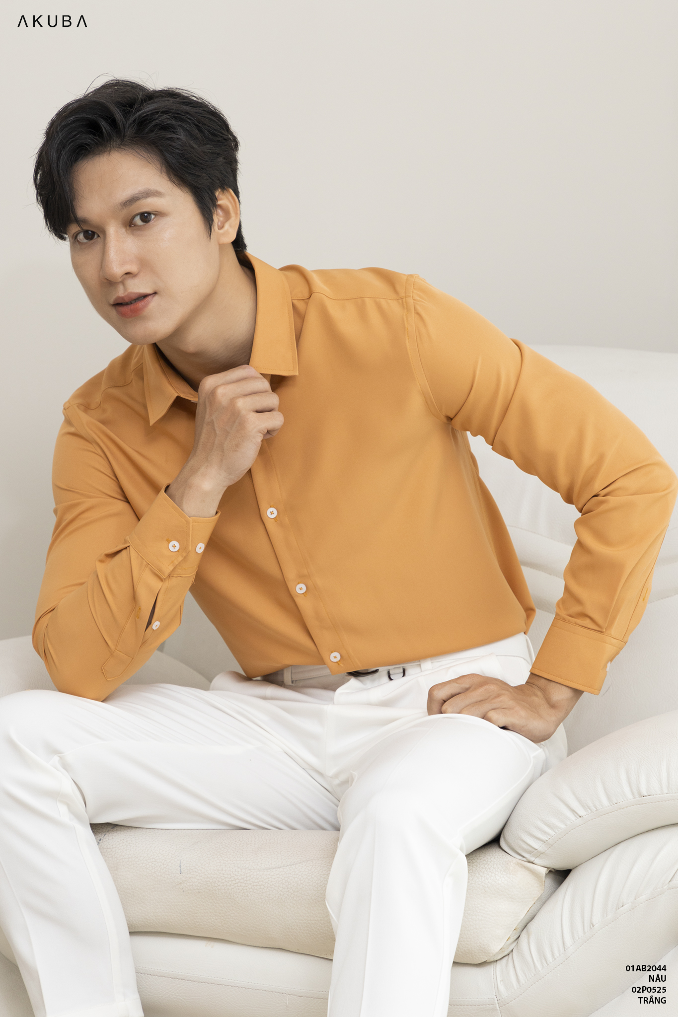Mô tả Áo sơ mi nam AKUBA tay dài form slimfit tay dài đi học đi làm, vải lụa hạn chế nhăn, thấm hút tốt | 01AB2044 - 8