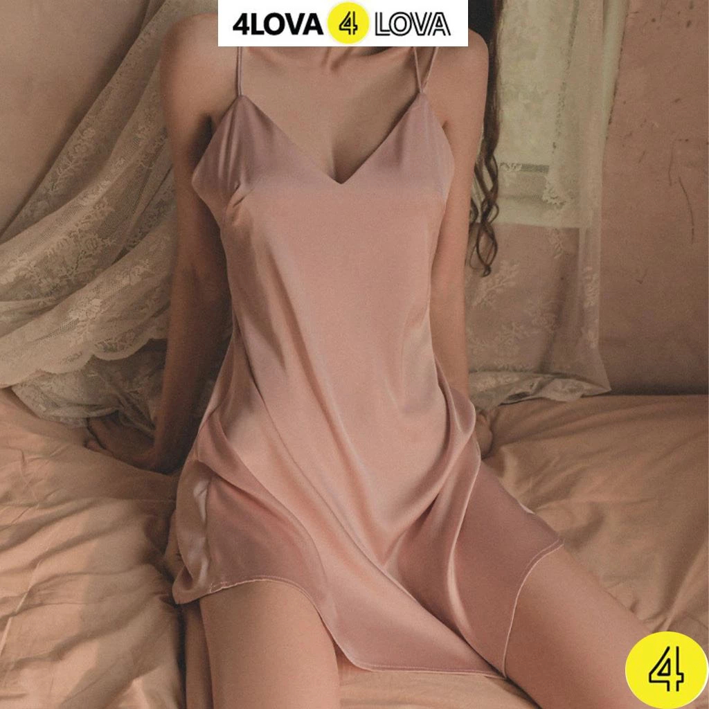 Mô tả Váy ngủ 2 dây sexy 4LOVA chất liệu lụa Latin cao cấp mềm mại thiết kế hở lưng quyến rũ EVA.VN3 - 5