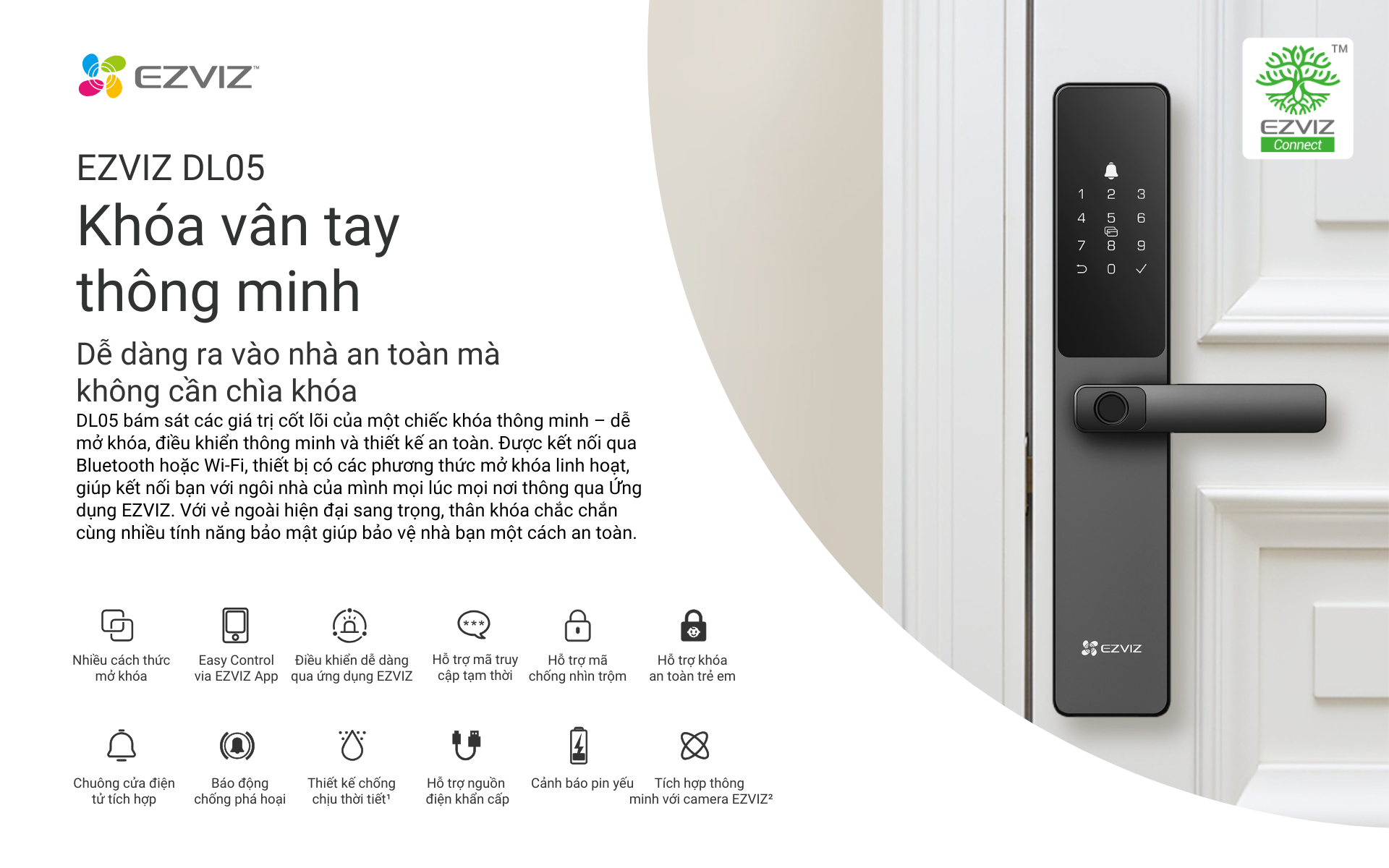 Mô tả Khóa vân tay thông minh EZVIZ DL05 - Hỗ trợ Lắp Đặt Toàn Quốc - 1
