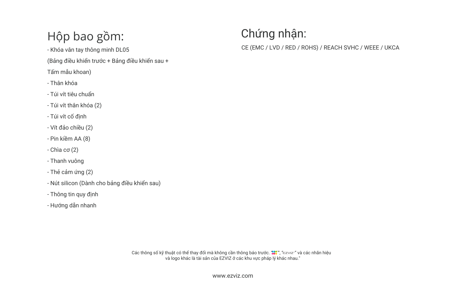 Mô tả Khóa vân tay thông minh EZVIZ DL05 - Hỗ trợ Lắp Đặt Toàn Quốc - 8
