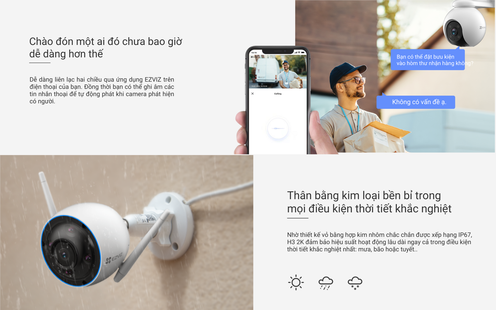 Mô tả Camera Wi-fi EZVIZ H3 2K(3MP) & 3K(5MP), Ghi Hình Màu Ban Đêm, Đàm Thoại, Chống Nước 67 - 5