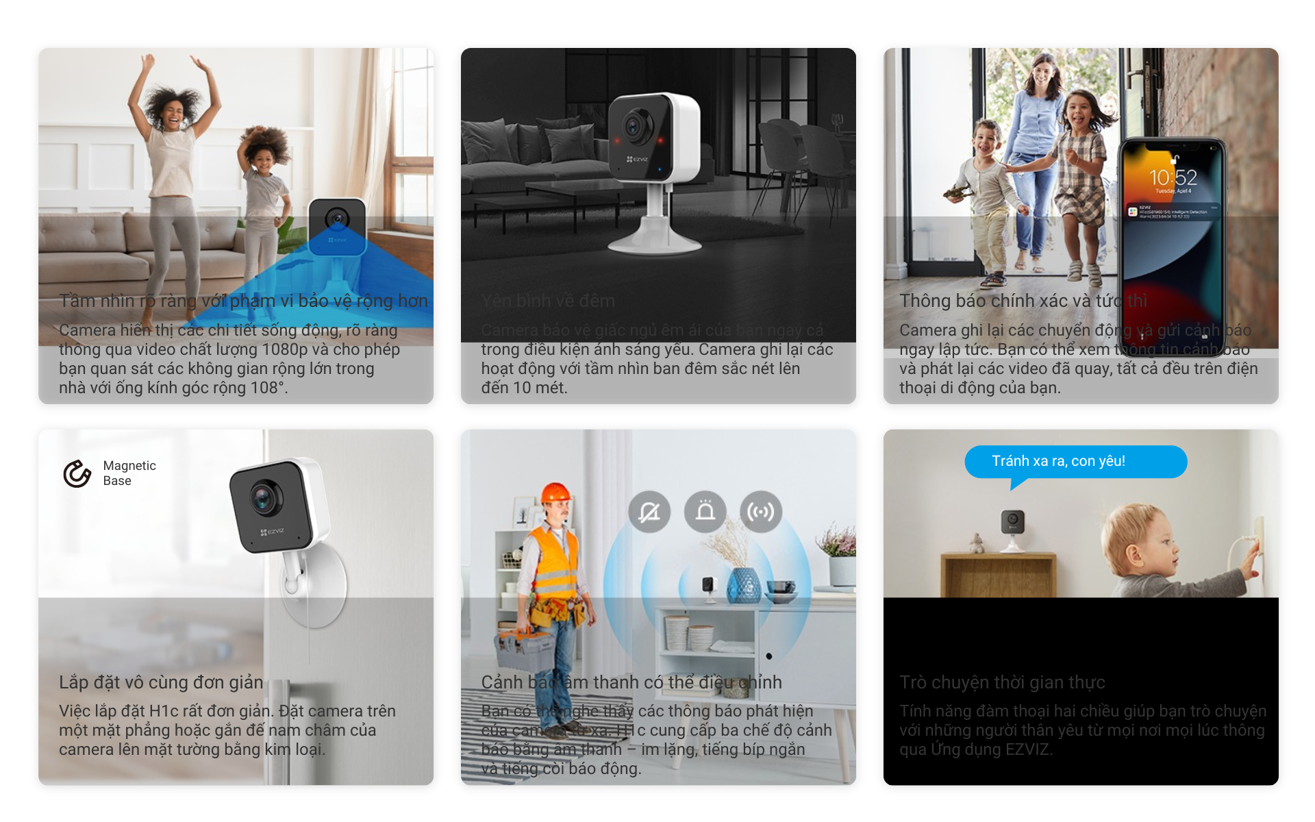 Mô tả Camera WI-FI EZVIZ H1C 1080p, Trong Nhà, Đàm Thoại 2 Chiều, Phát Hiện Chuyển Đồng - 2