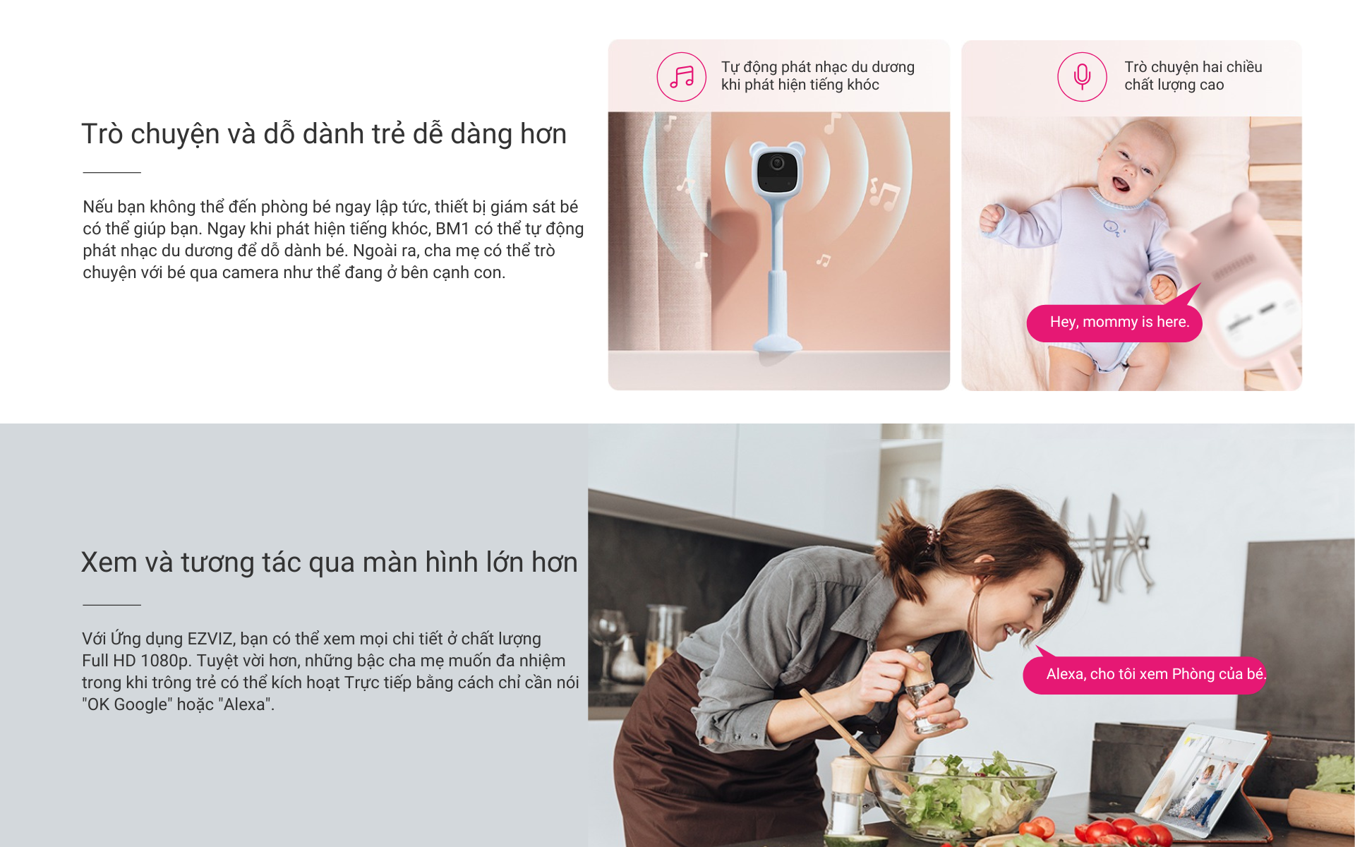 Mô tả Camera Baby EZVIZ BM1, FHD 1080P, Pin Sạc & Wi-fi, Hồng Ngoại Vô Hình - 7