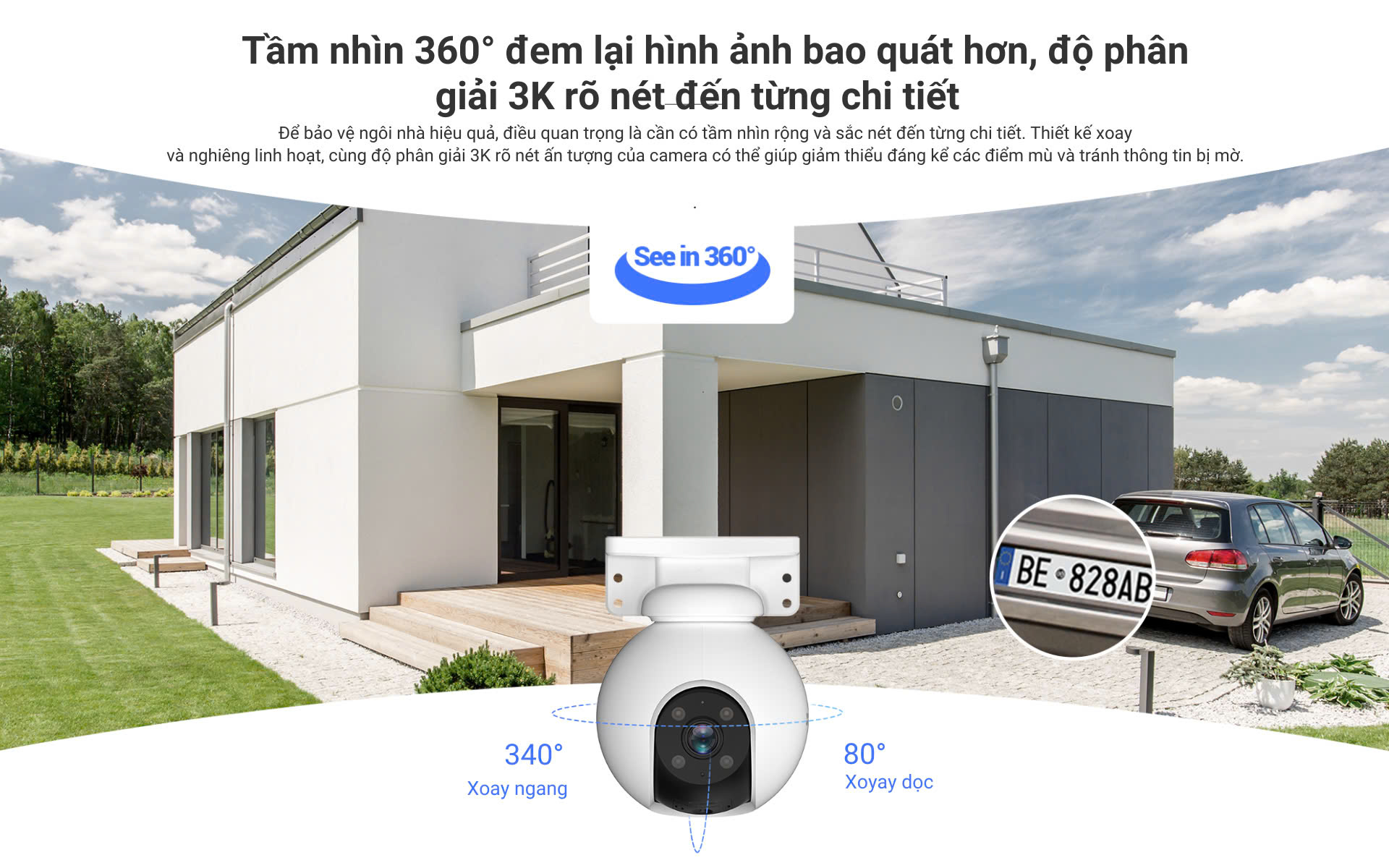 Mô tả Camera Wi-fi EZVIZ H8 PRO 2K &3K, Quay Quét 360, Ghi Hình Màu Ban Đêm, Đàm Thoại 2 Chiều - 2