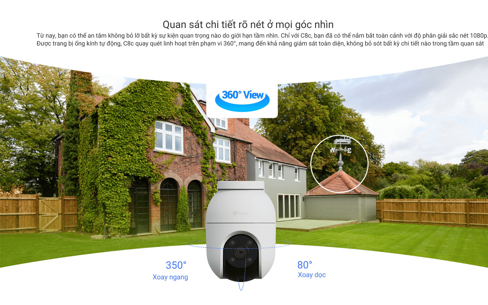 Mô tả Camera WI-FI Ngoài trời EZVIZ C8c 4MP Ghi hình màu ban đêm, Đàm thoại 2 chiều, Phát hiện người và xe, Đèn báo động - 2