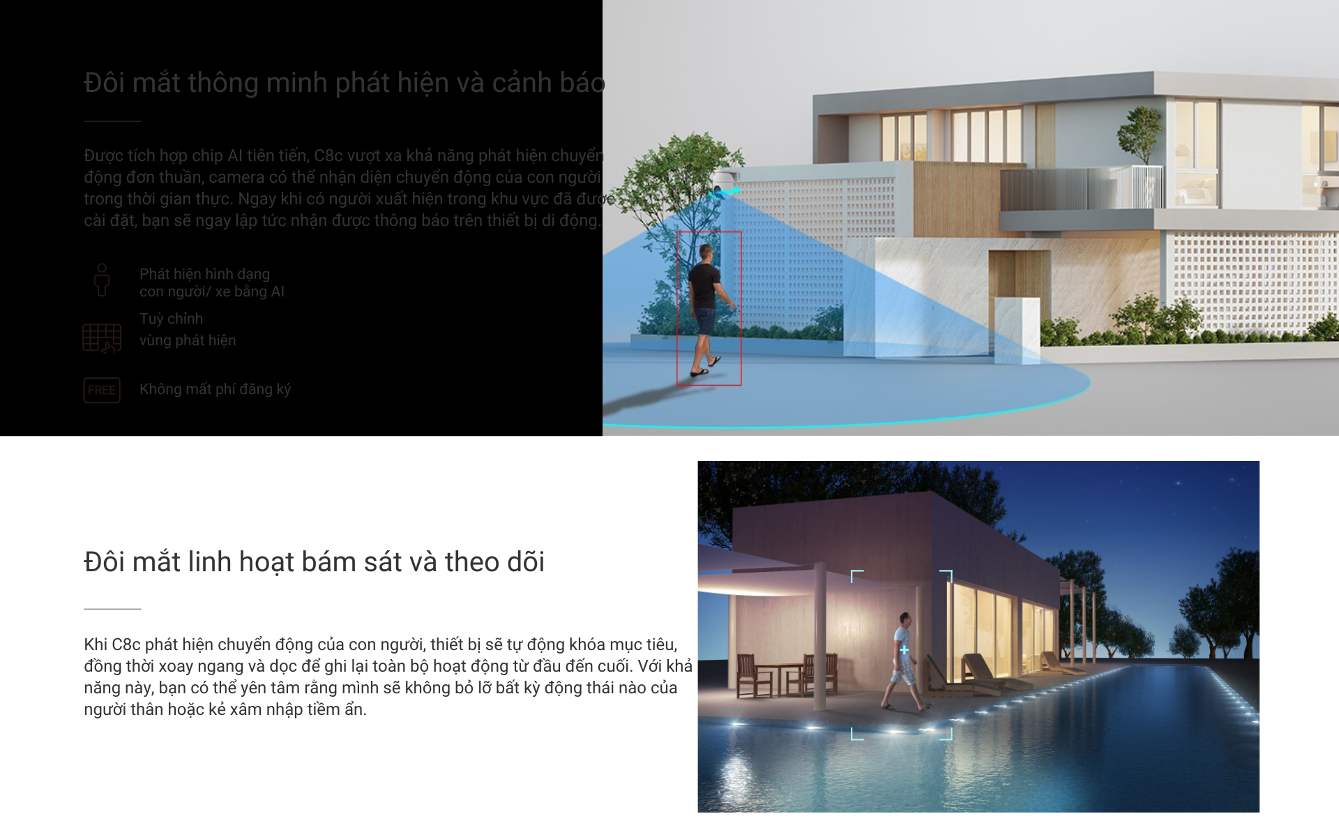 Mô tả Camera WI-FI Ngoài trời EZVIZ C8c 4MP Ghi hình màu ban đêm, Đàm thoại 2 chiều, Phát hiện người và xe, Đèn báo động - 3