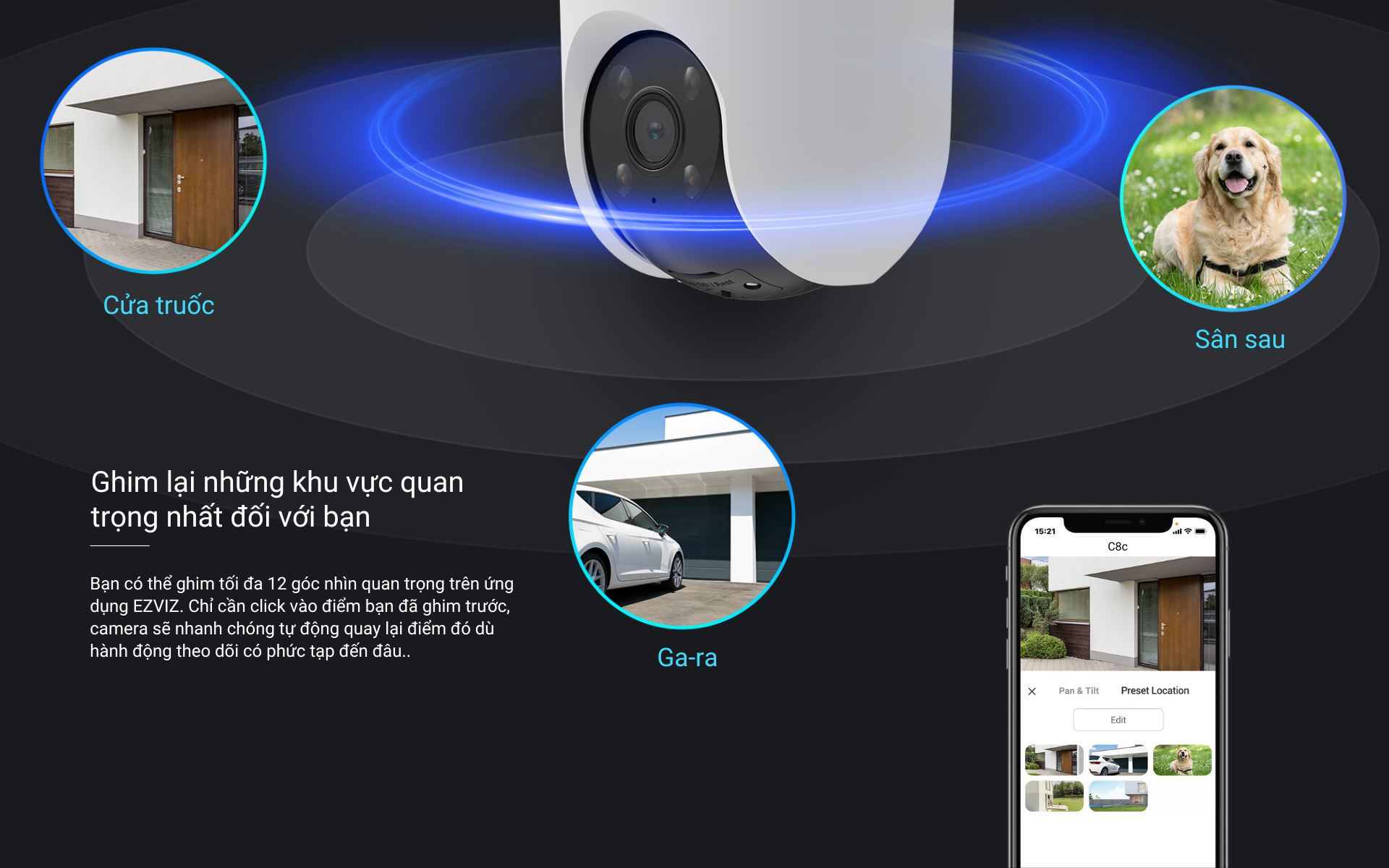 Mô tả Camera WI-FI Ngoài trời EZVIZ C8c 4MP Ghi hình màu ban đêm, Đàm thoại 2 chiều, Phát hiện người và xe, Đèn báo động - 4