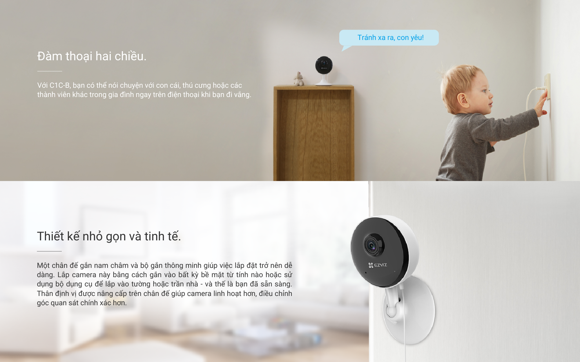 Mô tả Camera WI-FI Trong nhà EZVIZ C1C-B 1080p, Đàm Thoại 2 Chiều, Công Nghệ Video H.265 - 4