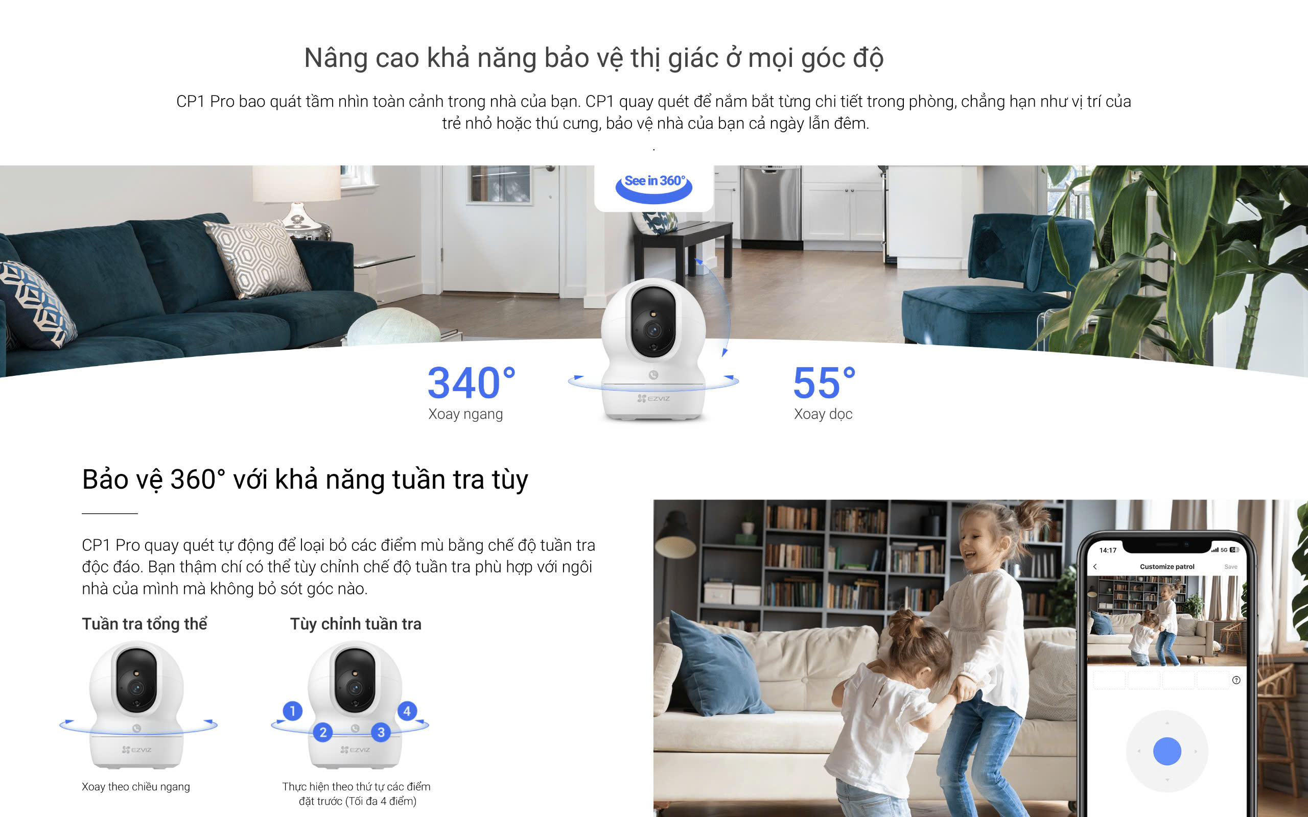 Mô tả Camera WI-FI EZVIZ CP1 Pro 2MP Quay quét 360 độ, Chạm để gọi, Ghi hình màu đêm thông minh - Bản nâng cấp của C6N - 2