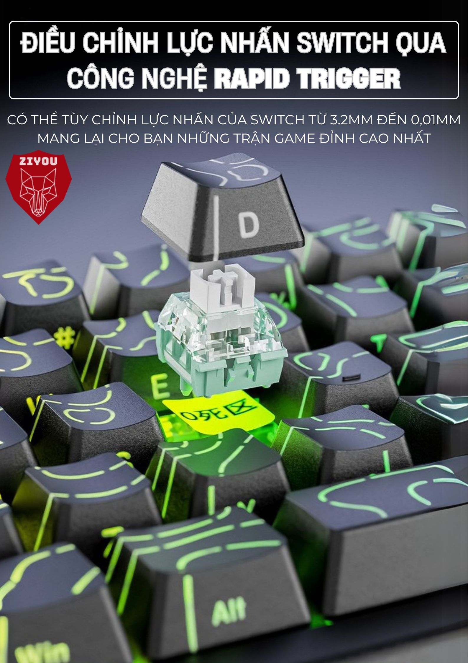 Mô tả Bàn Phím Cơ Rapid Trigger Ziyou Attack Shark X68 HE LED RGB Cao Cấp Chuyên Game - 7