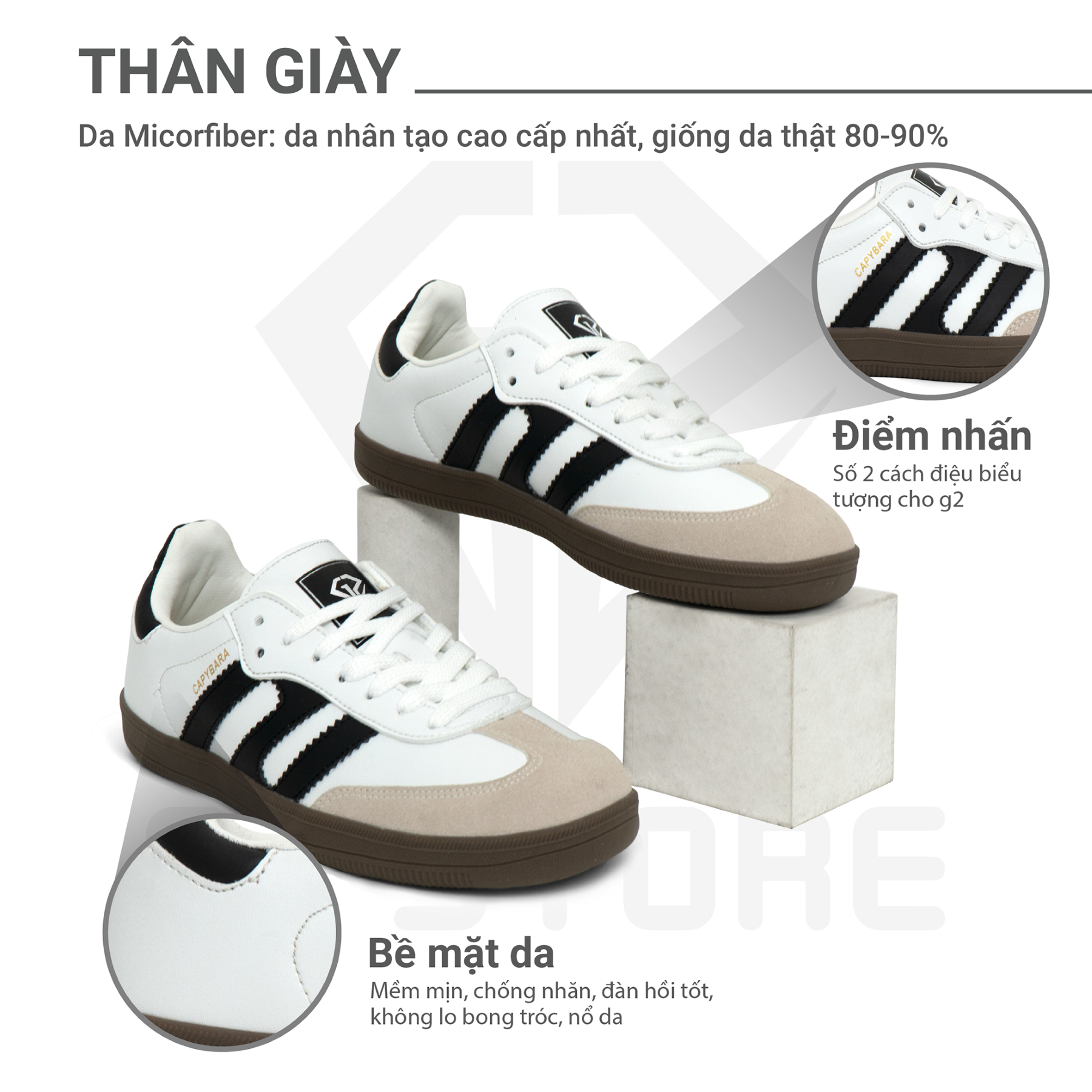 Mô tả Giày thể thao đế bằng G2 Gaze giày nam sneaker dáng thể thao nữ samba thời trang chính hãng G2 STORE - 2