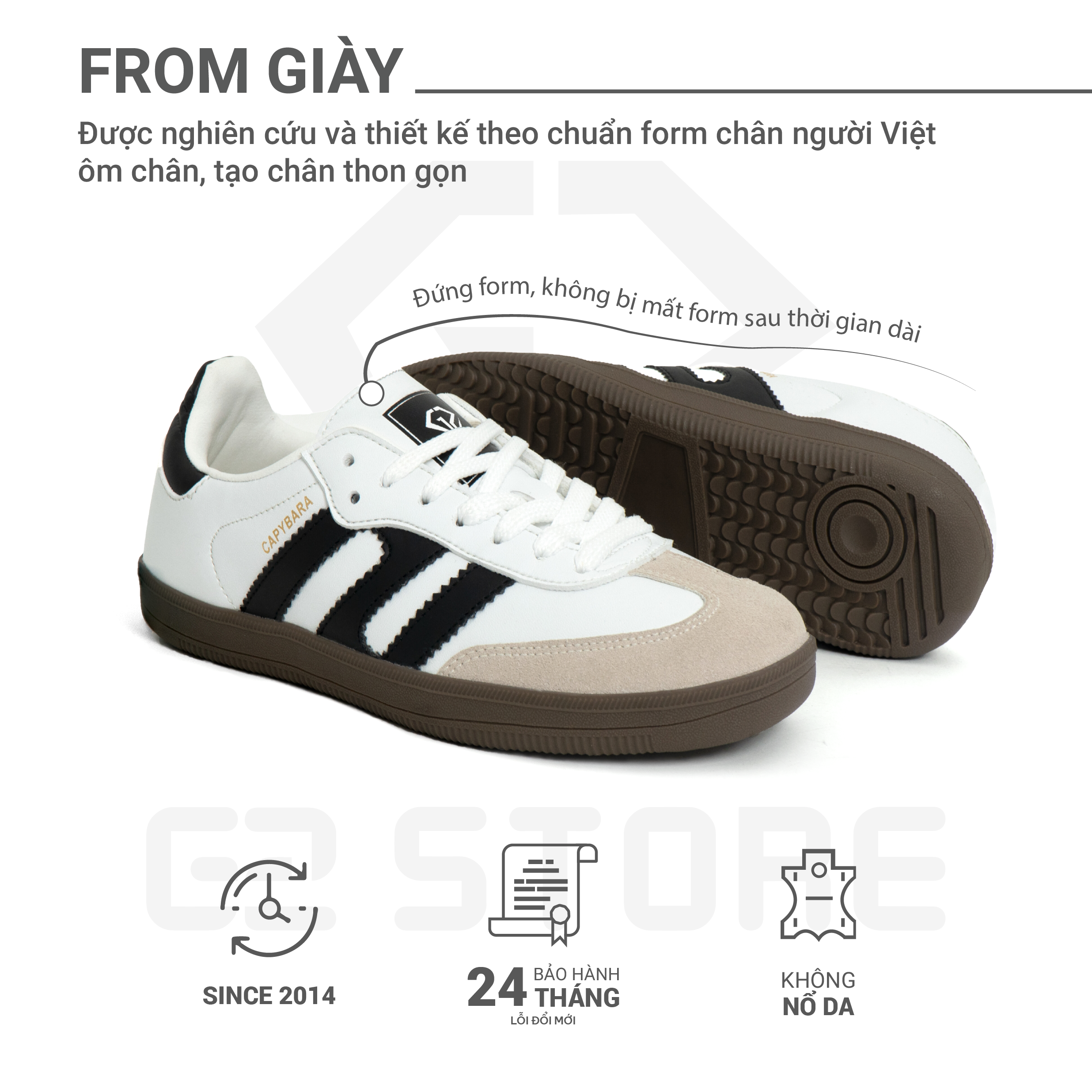 Mô tả Giày thể thao đế bằng G2 Gaze giày nam sneaker dáng thể thao nữ samba thời trang chính hãng G2 STORE - 4