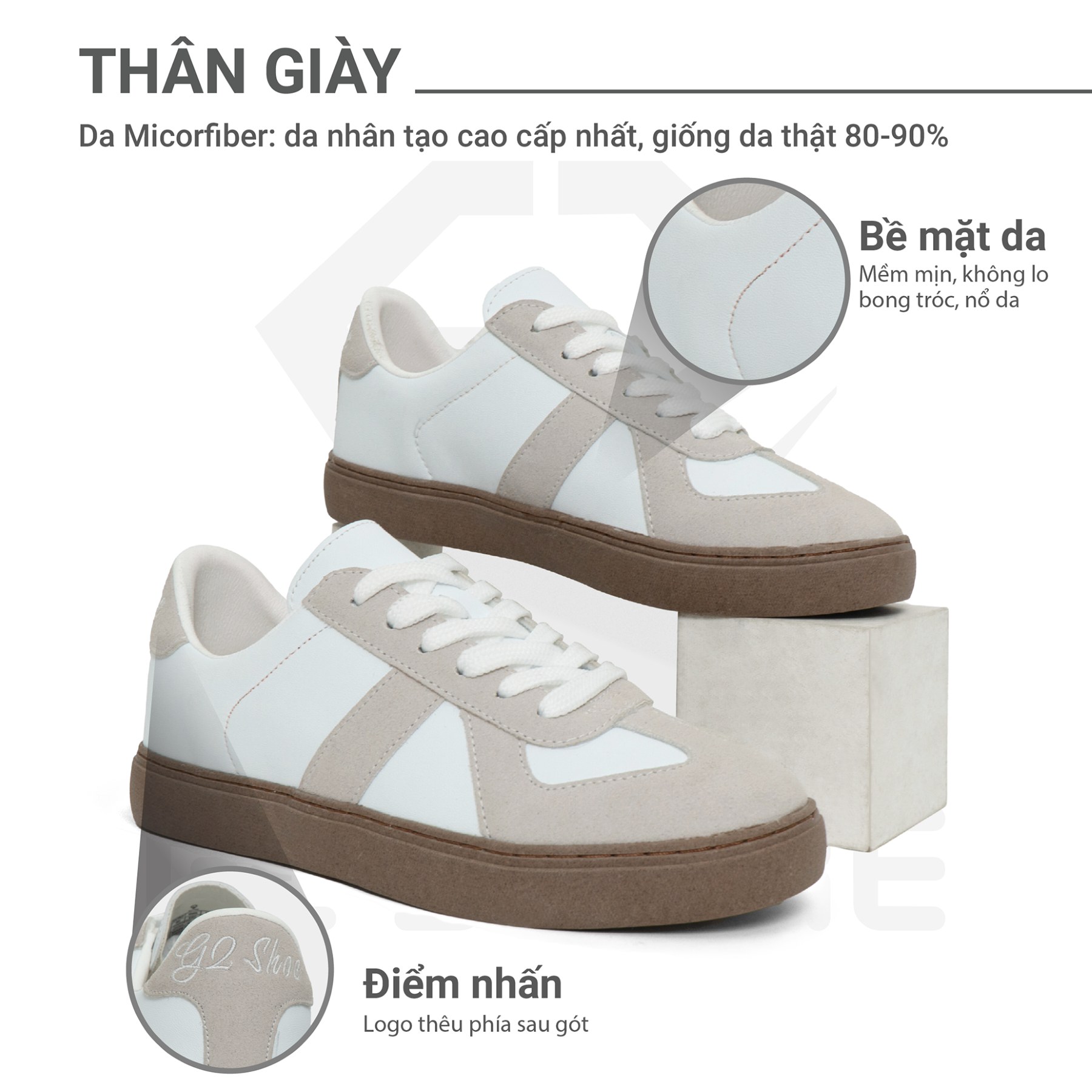 Mô tả Giày thể thao G2 Gat Shoe phong cách thanh lịch, Sneaker trắng basic unisex dễ phối đồ chính hãng - 2