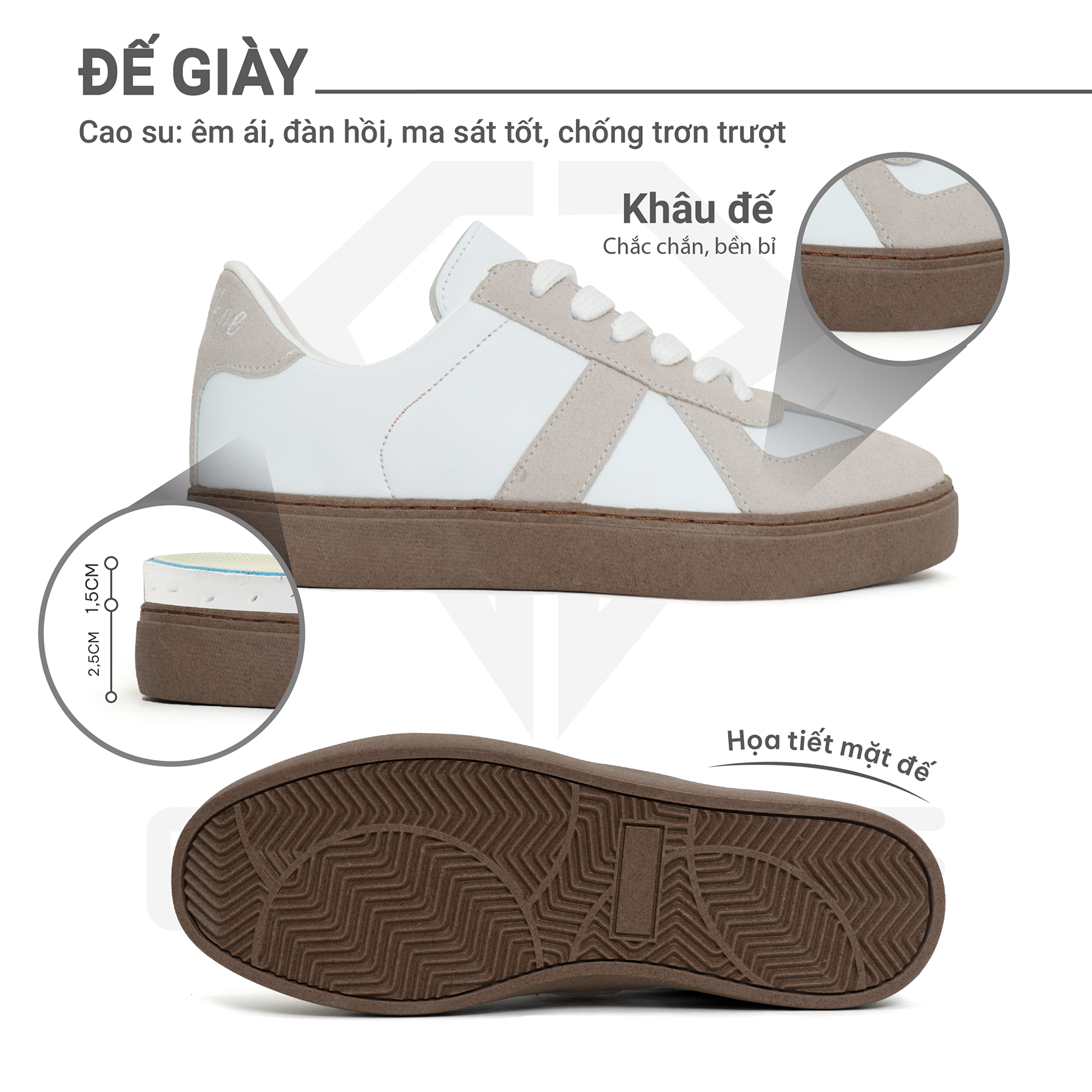 Mô tả Giày thể thao G2 Gat Shoe phong cách thanh lịch, Sneaker trắng basic unisex dễ phối đồ chính hãng - 4