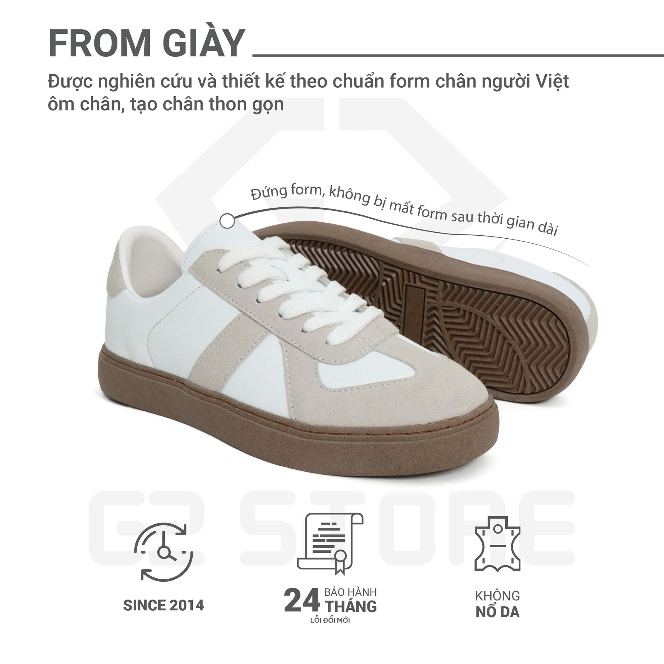 Mô tả Giày thể thao G2 Gat Shoe phong cách thanh lịch, Sneaker trắng basic unisex dễ phối đồ chính hãng - 5