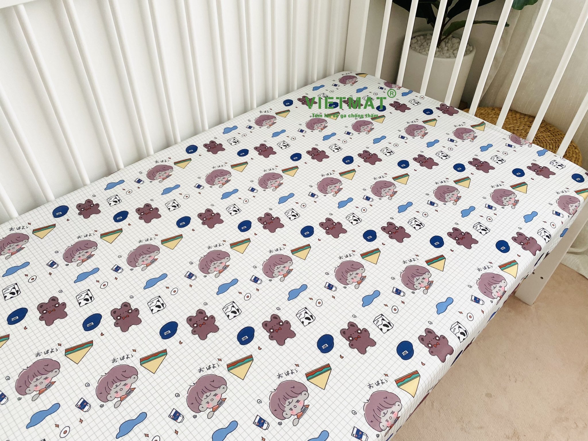 Mô tả Ga chống thấm cotton TILO bọc cũi, giường lau được, thoáng mát không nóng bí, không sột soạt 20 size - 7