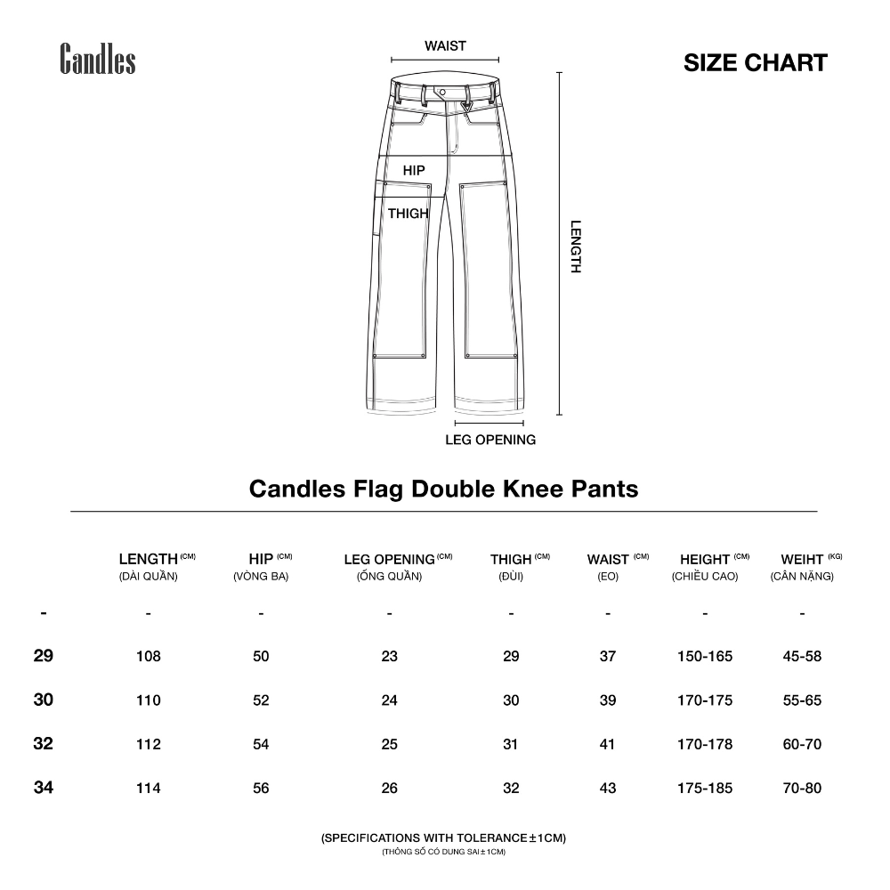 Mô tả Quần Canvas Candles Flag Double Knee Straight Unisex - 5