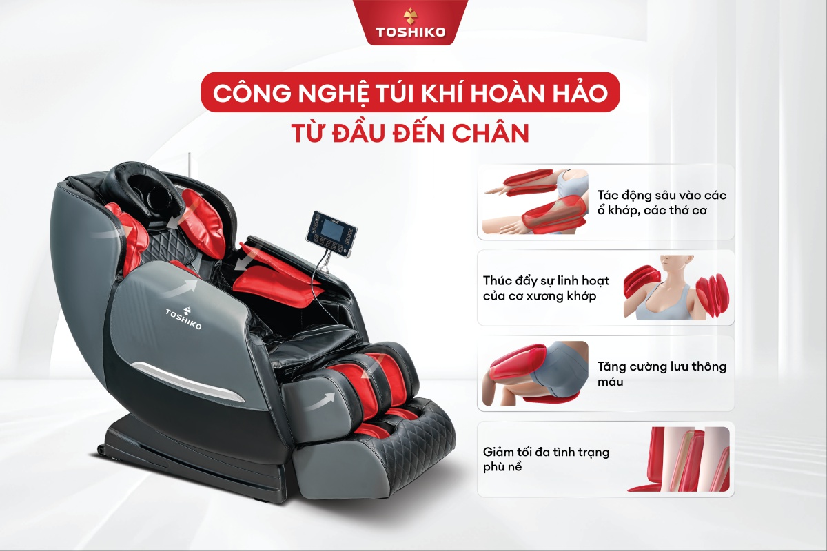Hệ thống túi khí Ghế massage Toshiko T9