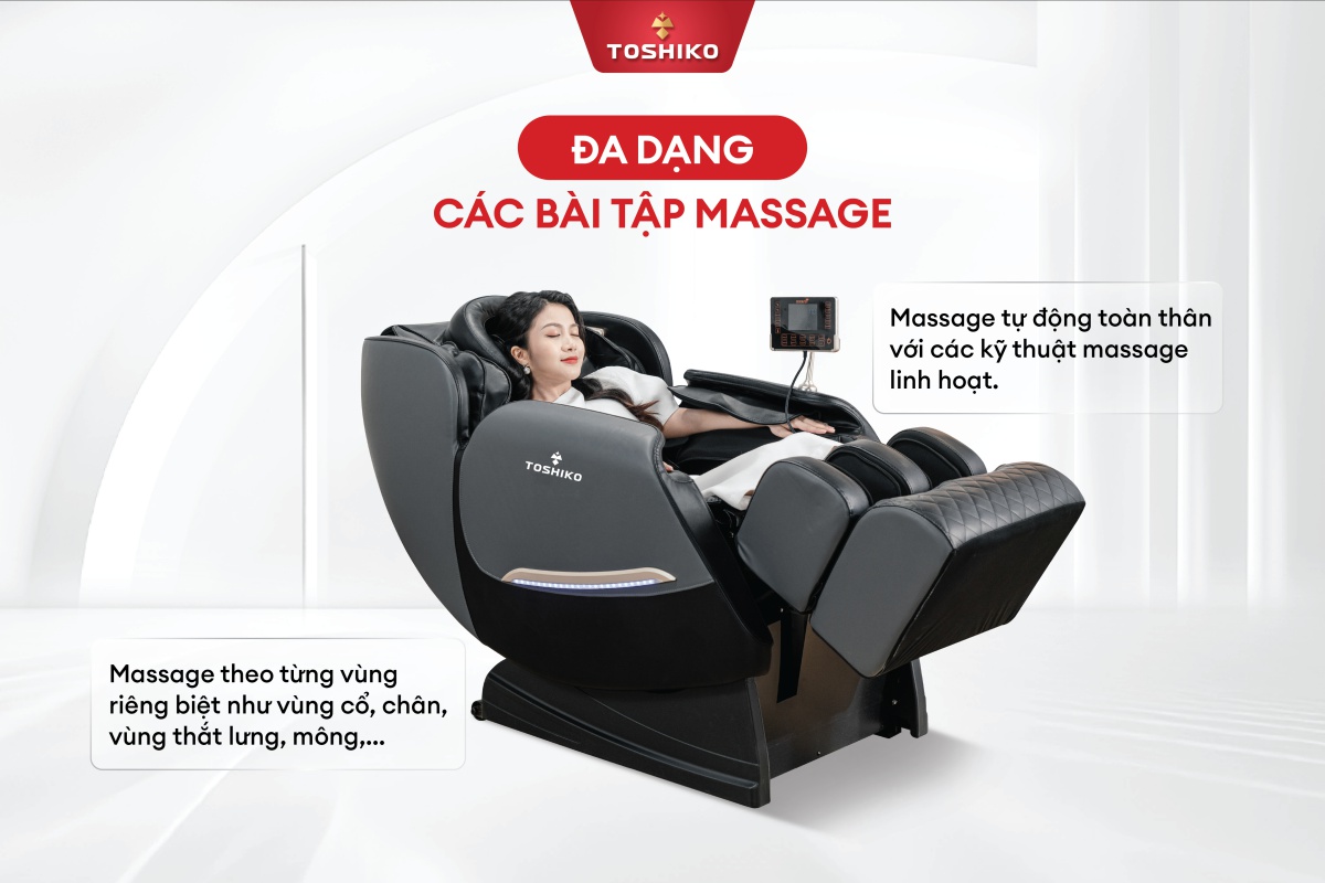 Các chế độ massage Ghế massage Toshiko T9