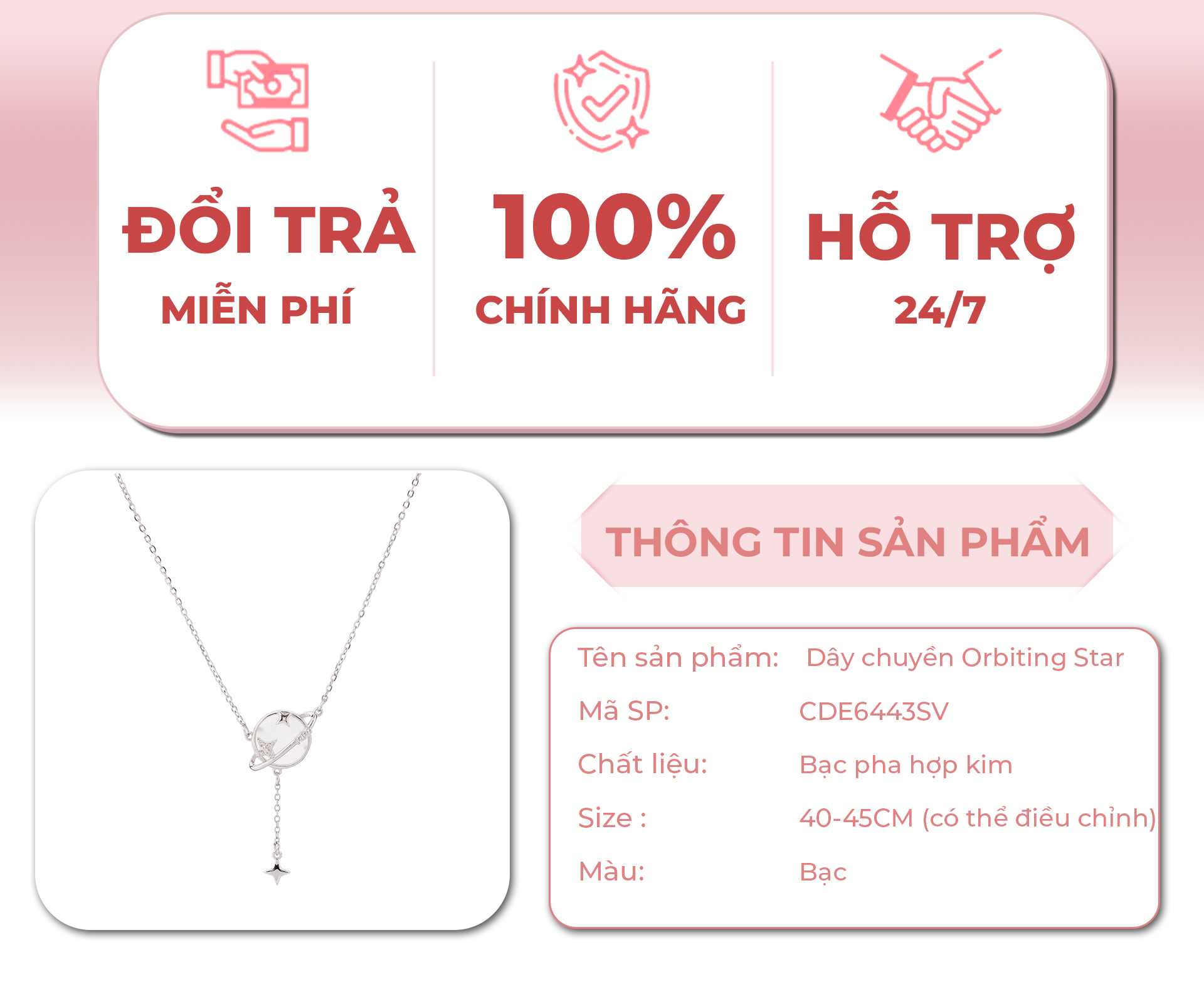 Mô tả Dây chuyền nữ CDE Orbiting Star Necklace Silver CDE6443SV - 2