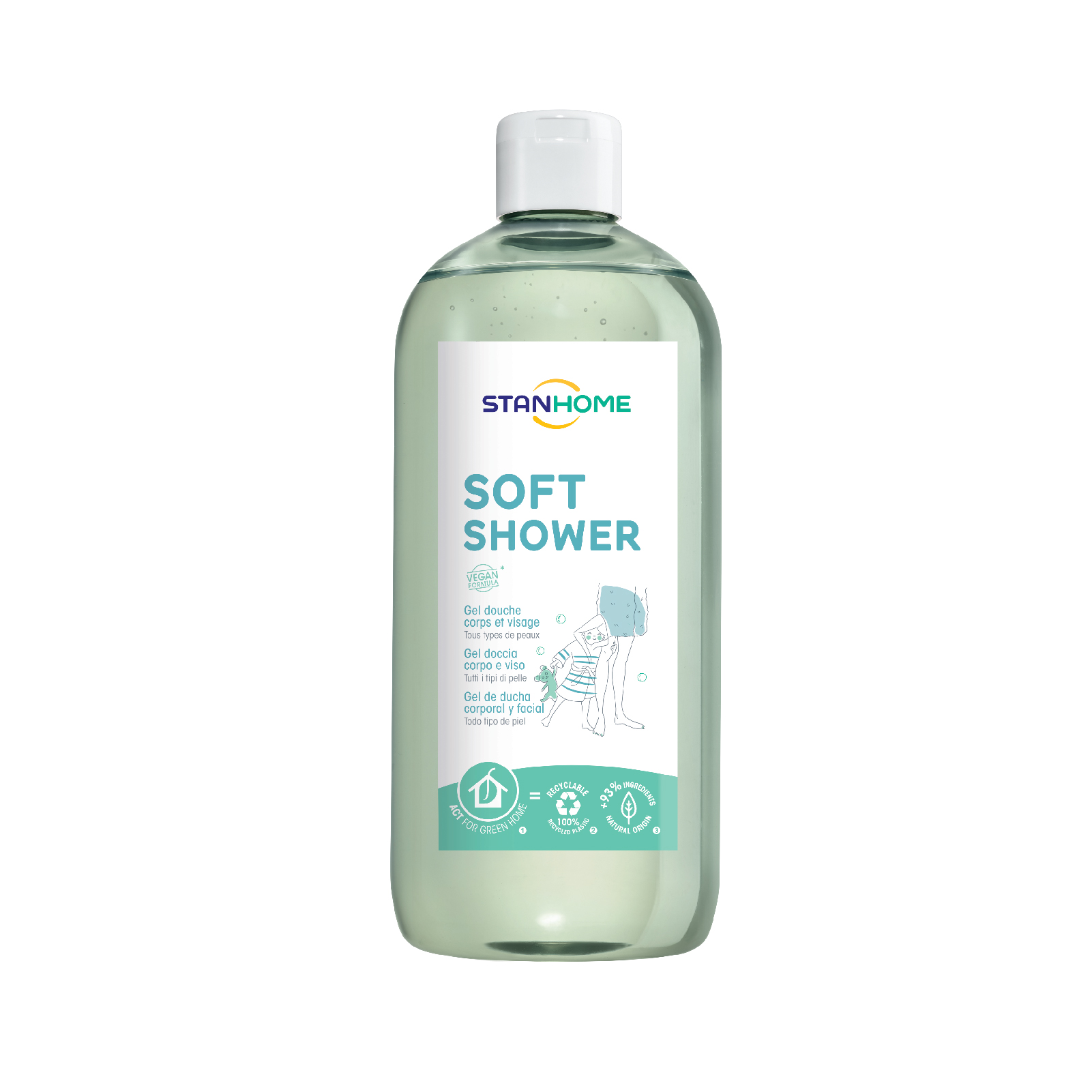 Mô tả Sữa tắm, rửa mặt không xà phòng cho da nhạy cảm giảm ngứa,dịu kích ứng  Stanhome  Soft Shower 740ml/chai - 3