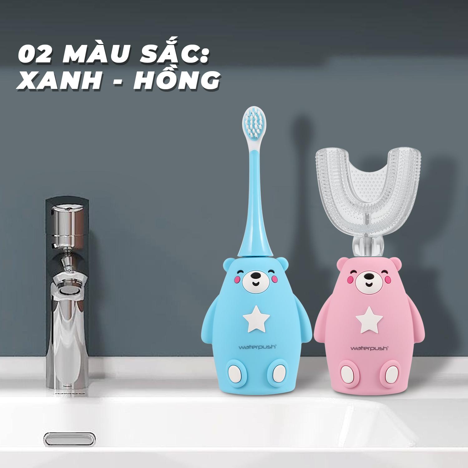 Mô tả Bàn chải điện trẻ em cao cấp WaterPush đầu chữ U siêu mềm và đầu bàn chải siêu mảnh giúp bé làm sạch - 1