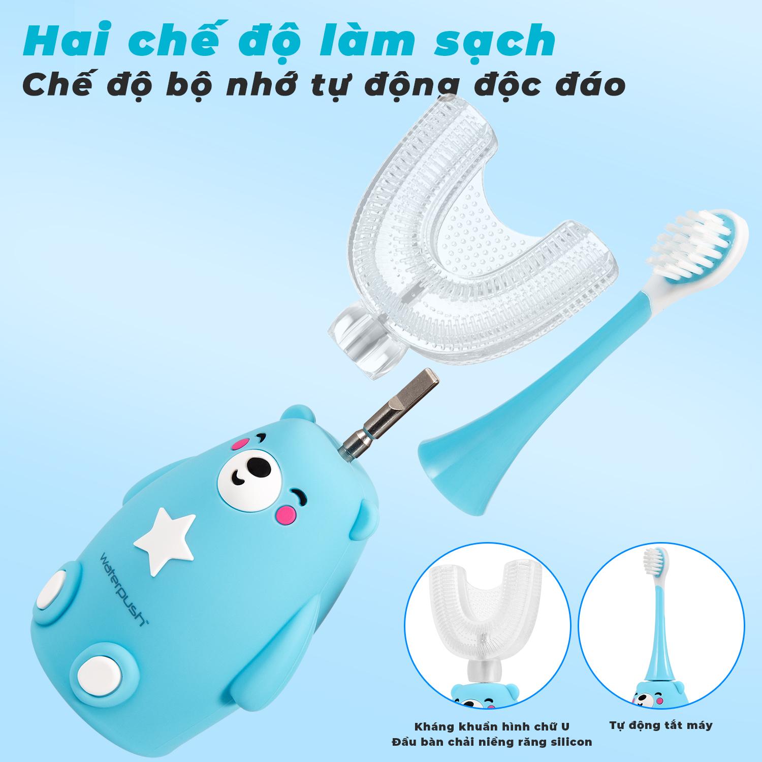 Mô tả Bàn chải điện trẻ em cao cấp WaterPush đầu chữ U siêu mềm và đầu bàn chải siêu mảnh giúp bé làm sạch - 3
