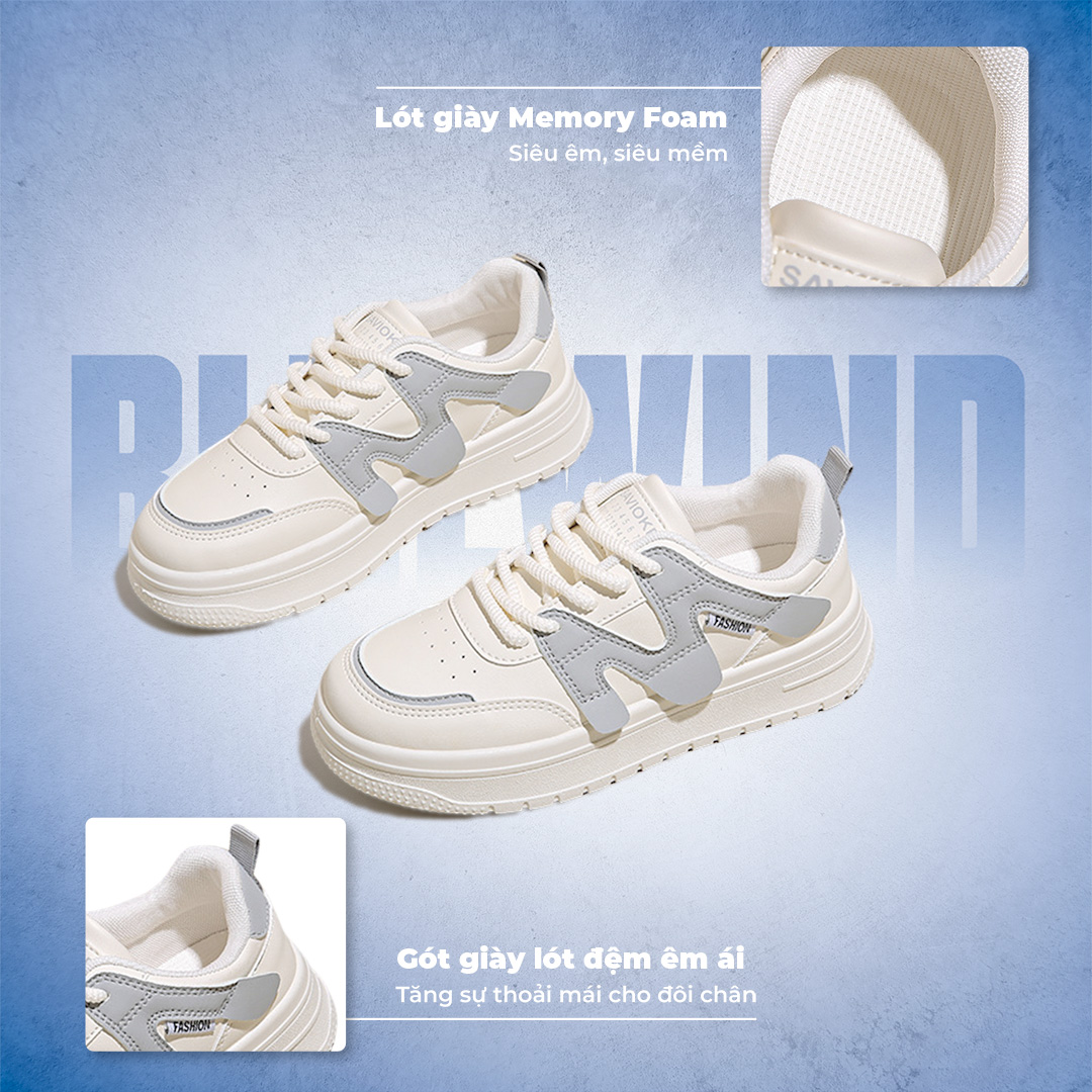 Mô tả Giày Sneaker Nữ BLUEWIND MulLite Da PU Cao Cấp, Mềm Mại, Thoáng Khí 68882 - 2