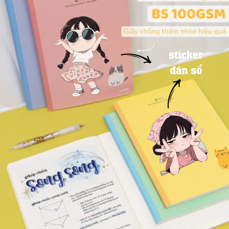 Sticker dán bìa sổ tay size lớn hxgs trang trí sổ độc đáo và thể hiện ...