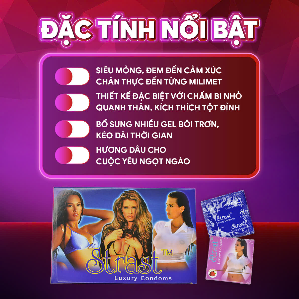 Mô tả Bao Cao Su Gia Đình VietHung Pharma, Siêu Mỏng, Bổ Sung Nhiều Gel Bôi Trơn,  Hộp 3 Chiếc - 2