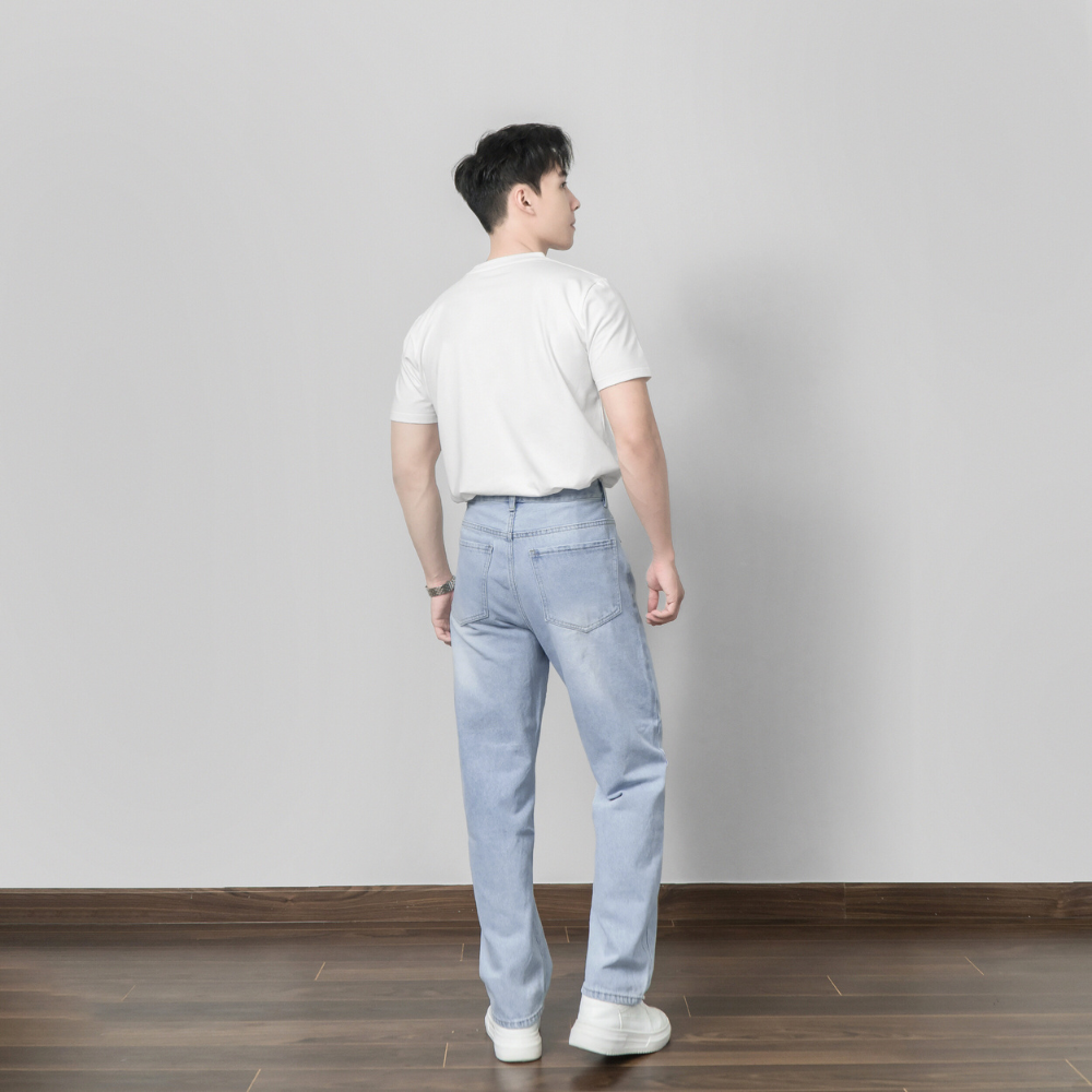Mô tả Quần baggy jean nam RETRO BAMI HOME quần dài jean nam ống suông phong cách Hàn Quốc QJ07 - 2