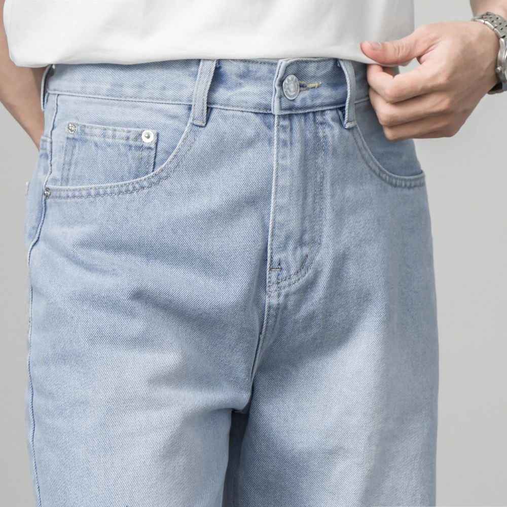 Mô tả Quần baggy jean nam RETRO BAMI HOME quần dài jean nam ống suông phong cách Hàn Quốc QJ07 - 4