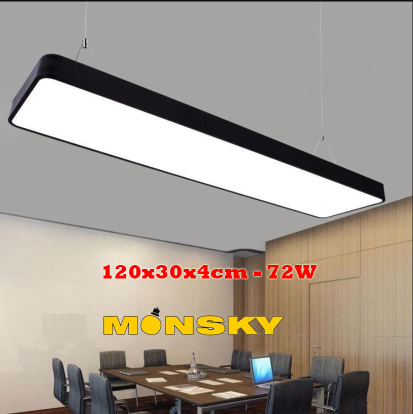 Mô tả Đèn máng thả Văn phòng MONSKY loại to bo góc và vuông góc 60w,  72W  1m2 vỏ đen BLACK - 2