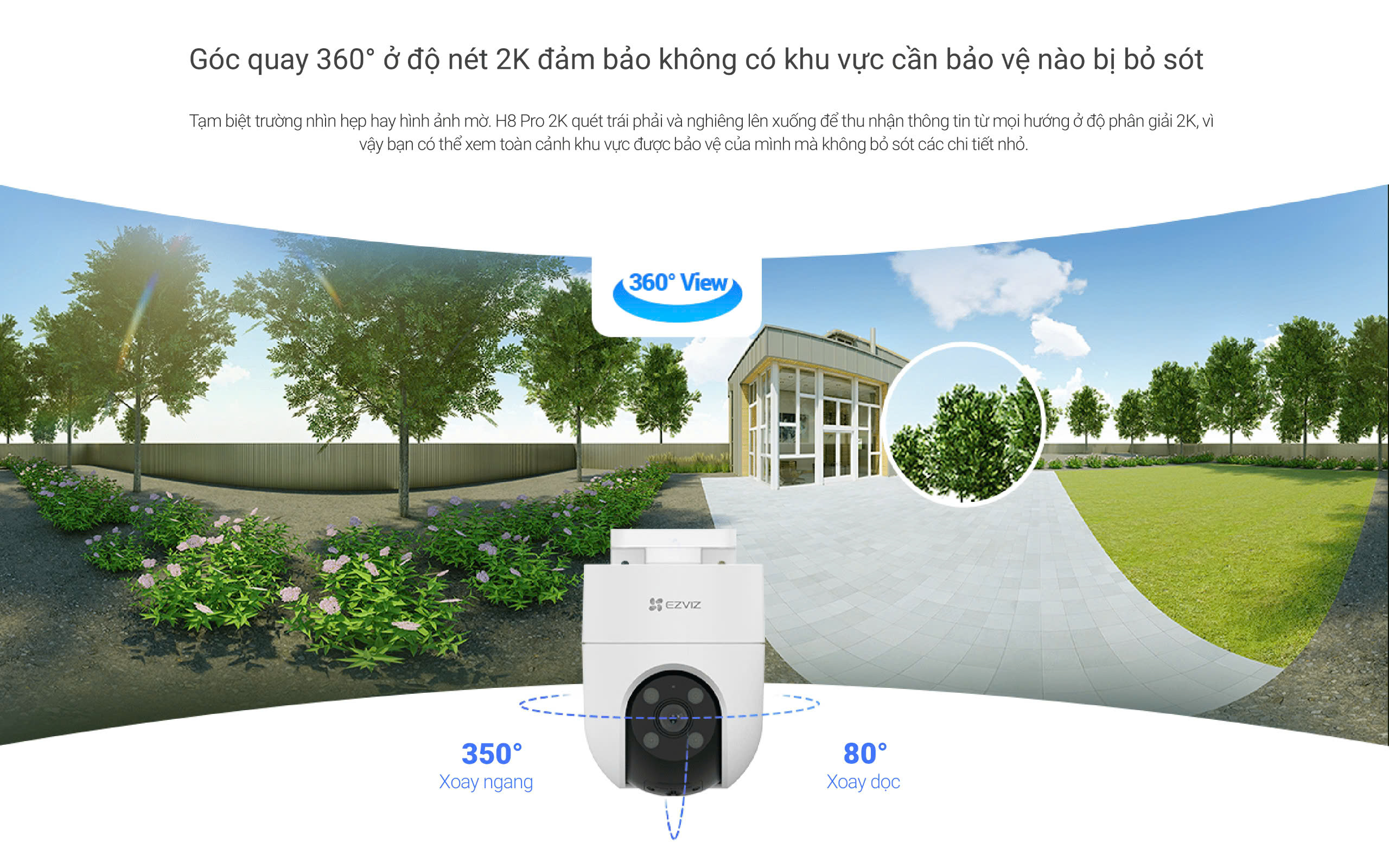 Mô tả Camera WIFI EZVIZ H8C Pro 3MP, Quay Ngoài Trời 360 Độ, Đàm Thoại, Nén H265, Ghi Hình Màu - 2