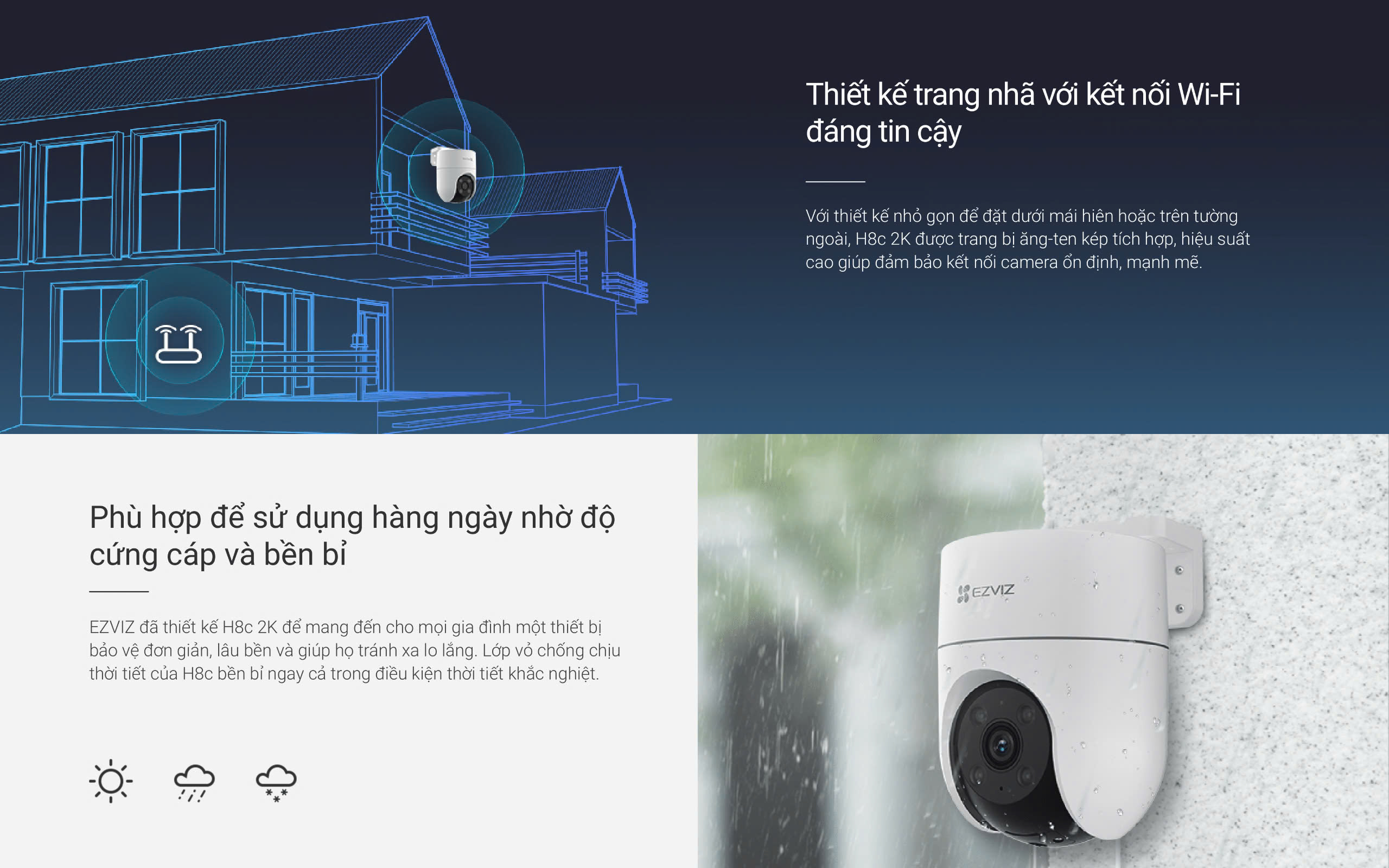 Mô tả Camera WIFI EZVIZ H8C Pro 3MP, Quay Ngoài Trời 360 Độ, Đàm Thoại, Nén H265, Ghi Hình Màu - 6