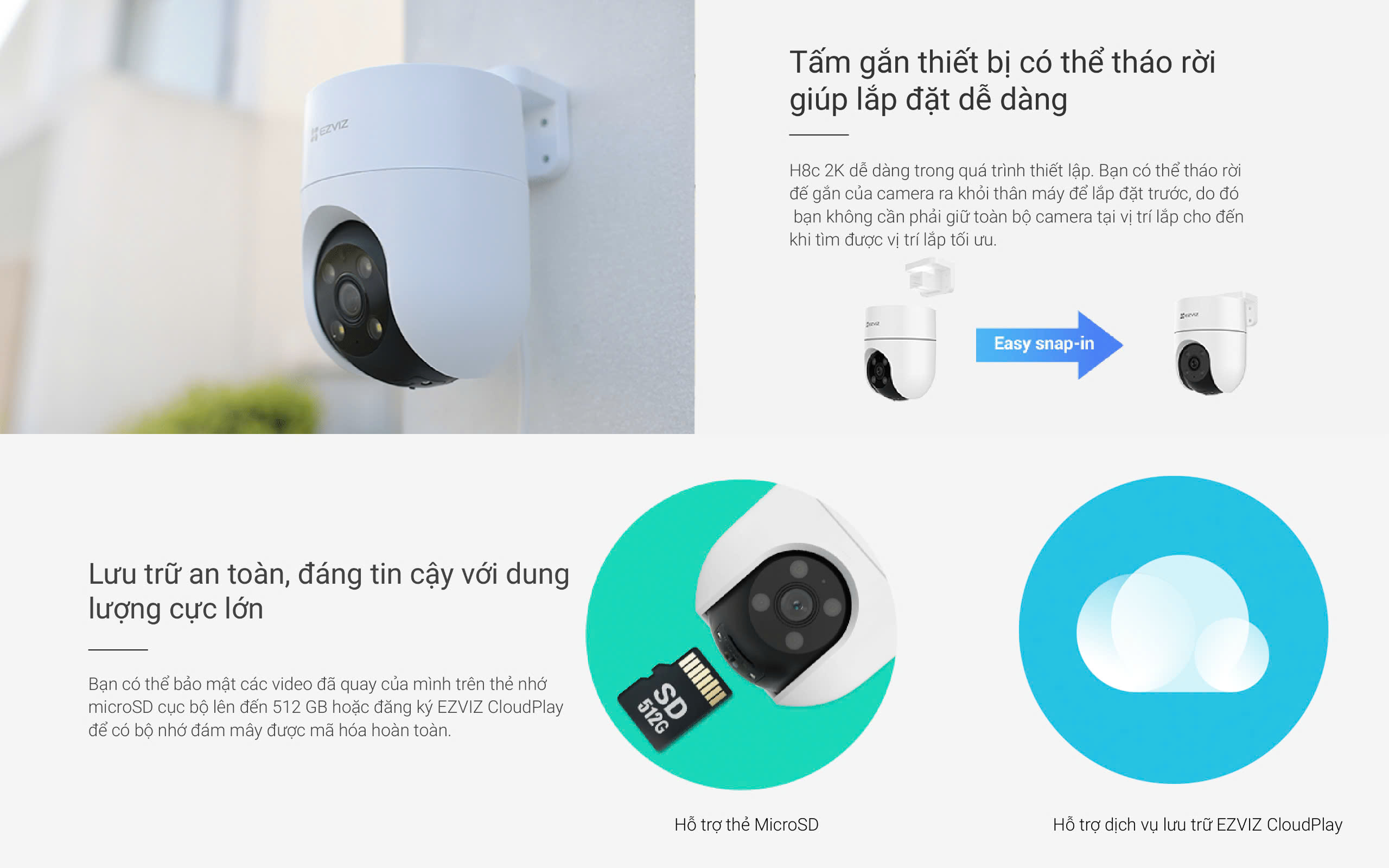 Mô tả Camera WIFI EZVIZ H8C Pro 3MP, Quay Ngoài Trời 360 Độ, Đàm Thoại, Nén H265, Ghi Hình Màu - 7