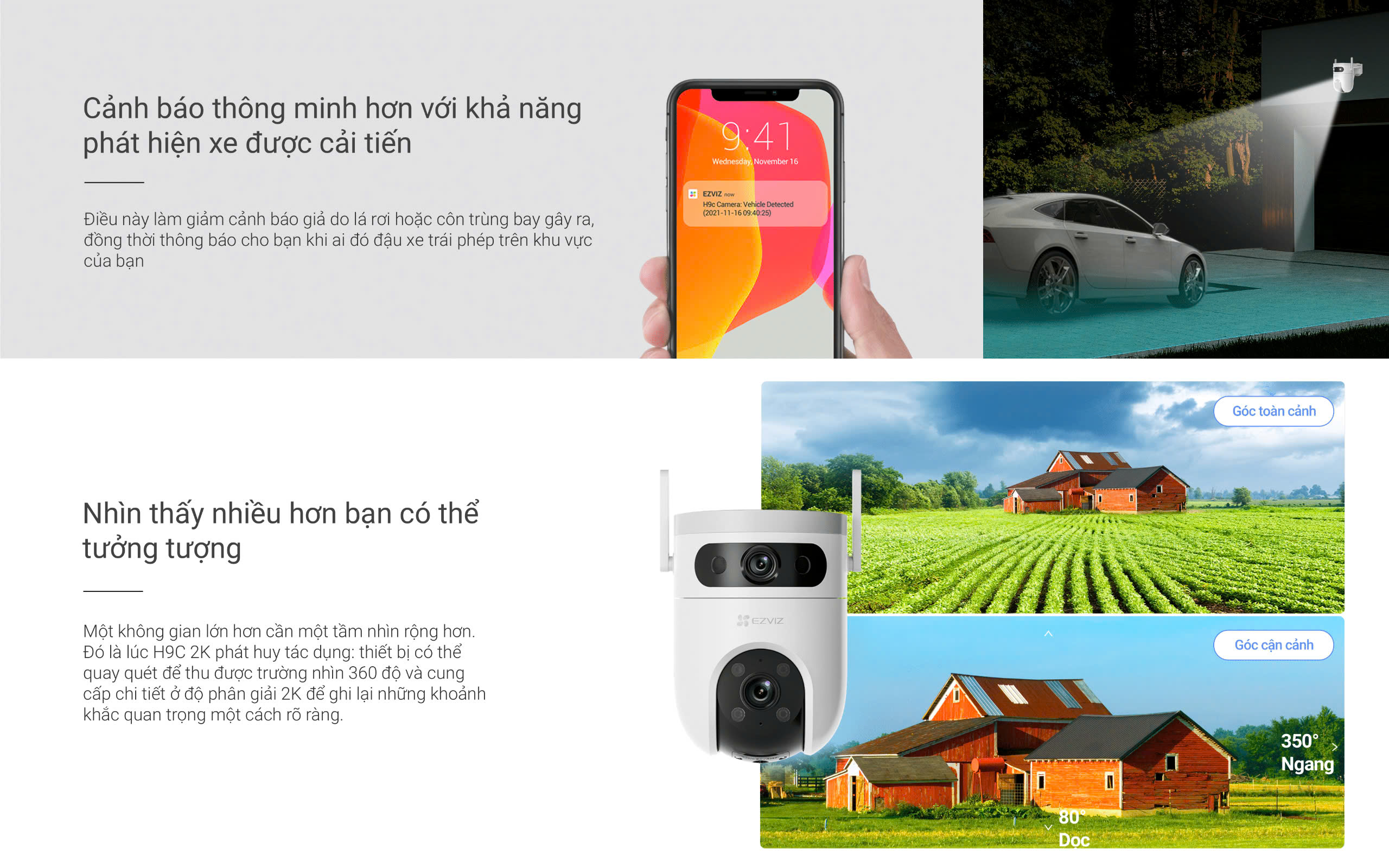 Mô tả Camera WIFI EZVIZ H9C 3MP/5MP Ống kính kép liên kết thông minh, Quay quét toàn diện Phát hiện người & xe cộ - 5