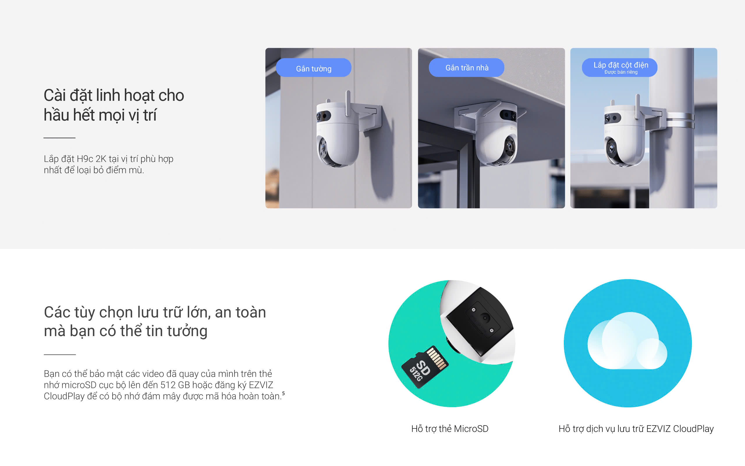 Mô tả Camera WIFI EZVIZ H9C 3MP/5MP Ống kính kép liên kết thông minh, Quay quét toàn diện Phát hiện người & xe cộ - 9