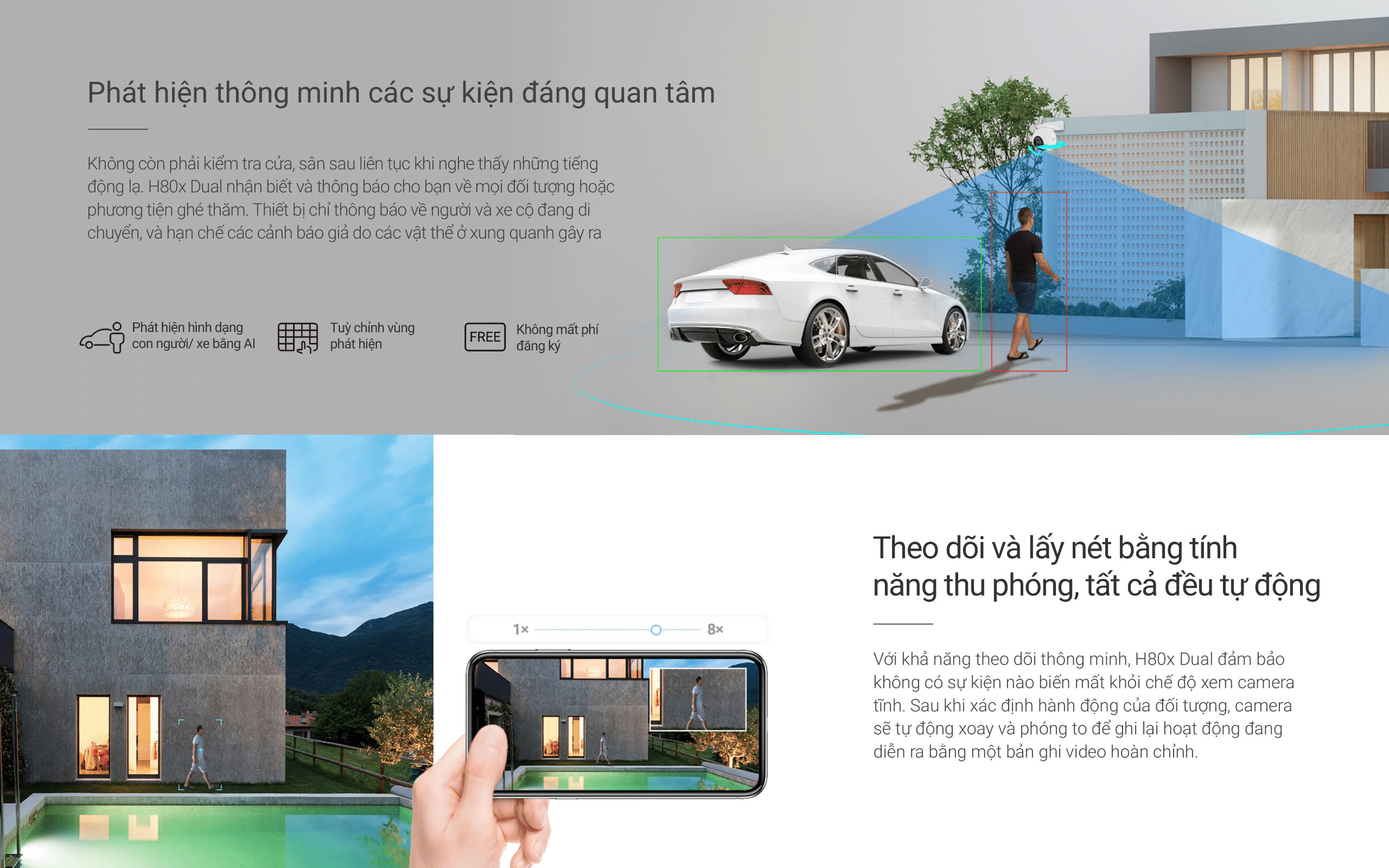 Mô tả Camera WIFI EZVIZ H80X DUAL 4K Ống Kính kép, Phòng thủ chủ động với còi báo động & đèn chớp - 5