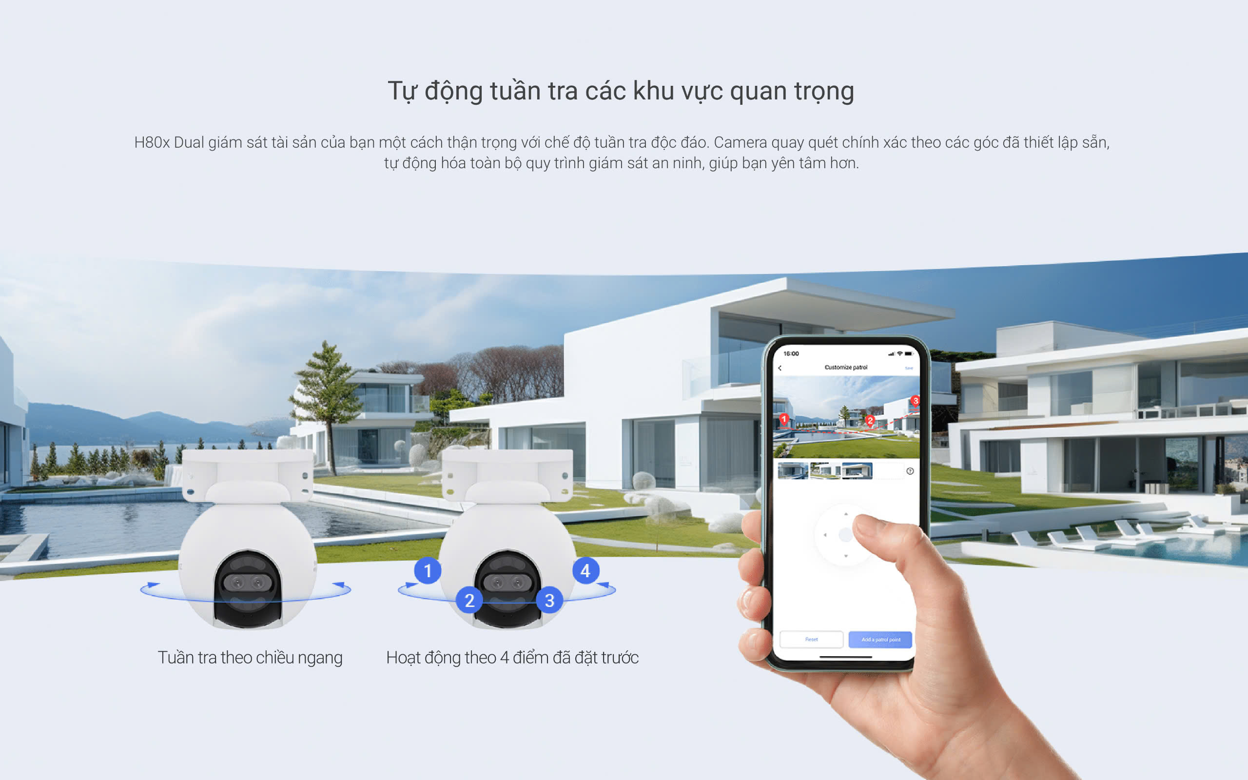 Mô tả Camera WIFI EZVIZ H80X DUAL 4K Ống Kính kép, Phòng thủ chủ động với còi báo động & đèn chớp - 6