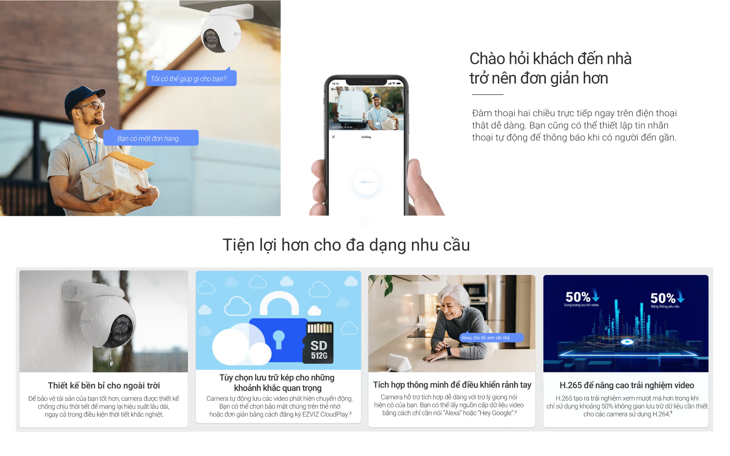 Mô tả Camera WIFI EZVIZ H80X DUAL 4K Ống Kính kép, Phòng thủ chủ động với còi báo động & đèn chớp - 8