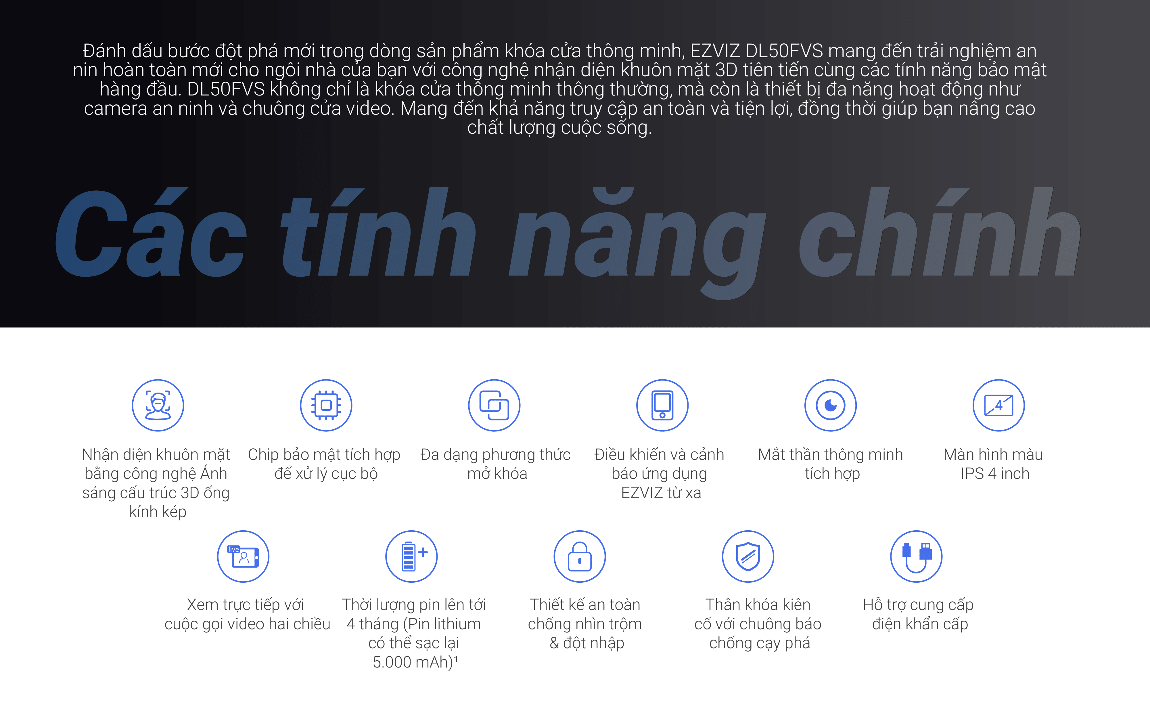 Mô tả Khóa cửa thông minh nhận diện khuôn mặt EZVIZ DL50FVS - 2