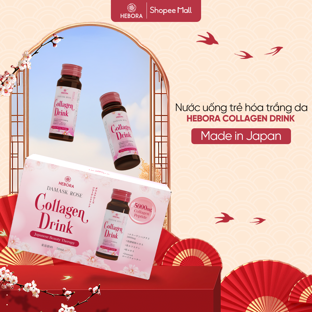 Mô tả Combo 3 Nước uống hỗ trợ tăng sinh Collagen tự nhiên Hebora Collagen Drink - Hộp 10 chai 50ml - 1