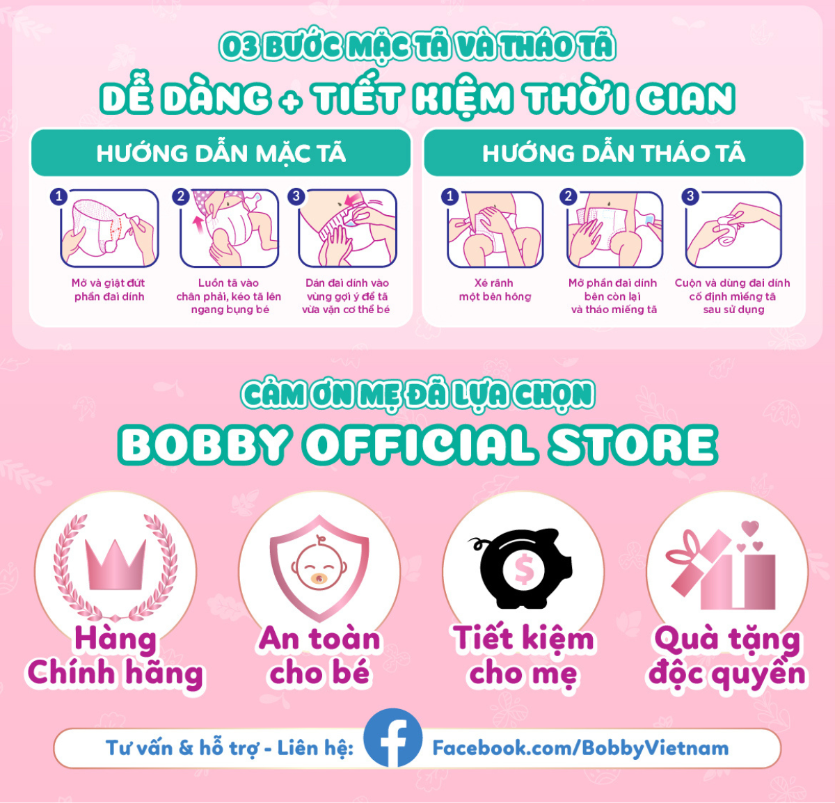 Mô tả [TẶNG MIẾNG] Tã quần mở một bên Bobby dành cho bé sơ sinh size NB70+6/NB-S74/S80/ S-M62 - 3