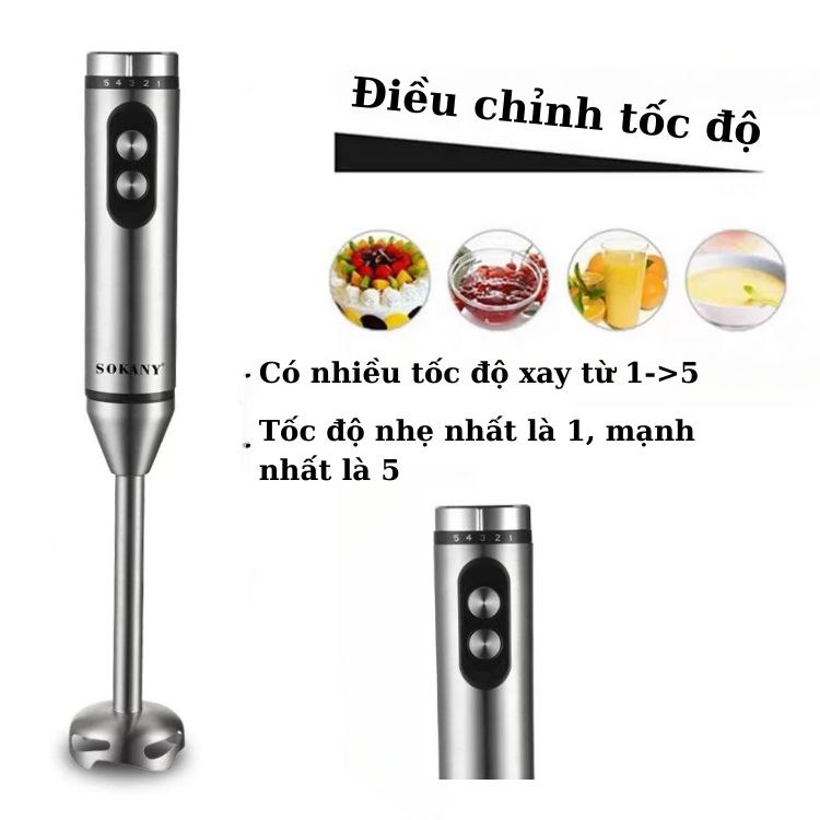 Mô tả Máy xay sinh tố cầm tay đa năng SOKANY SK-02011 đa năng 4in1, nhiều chức năng, xay cực khỏe - 1