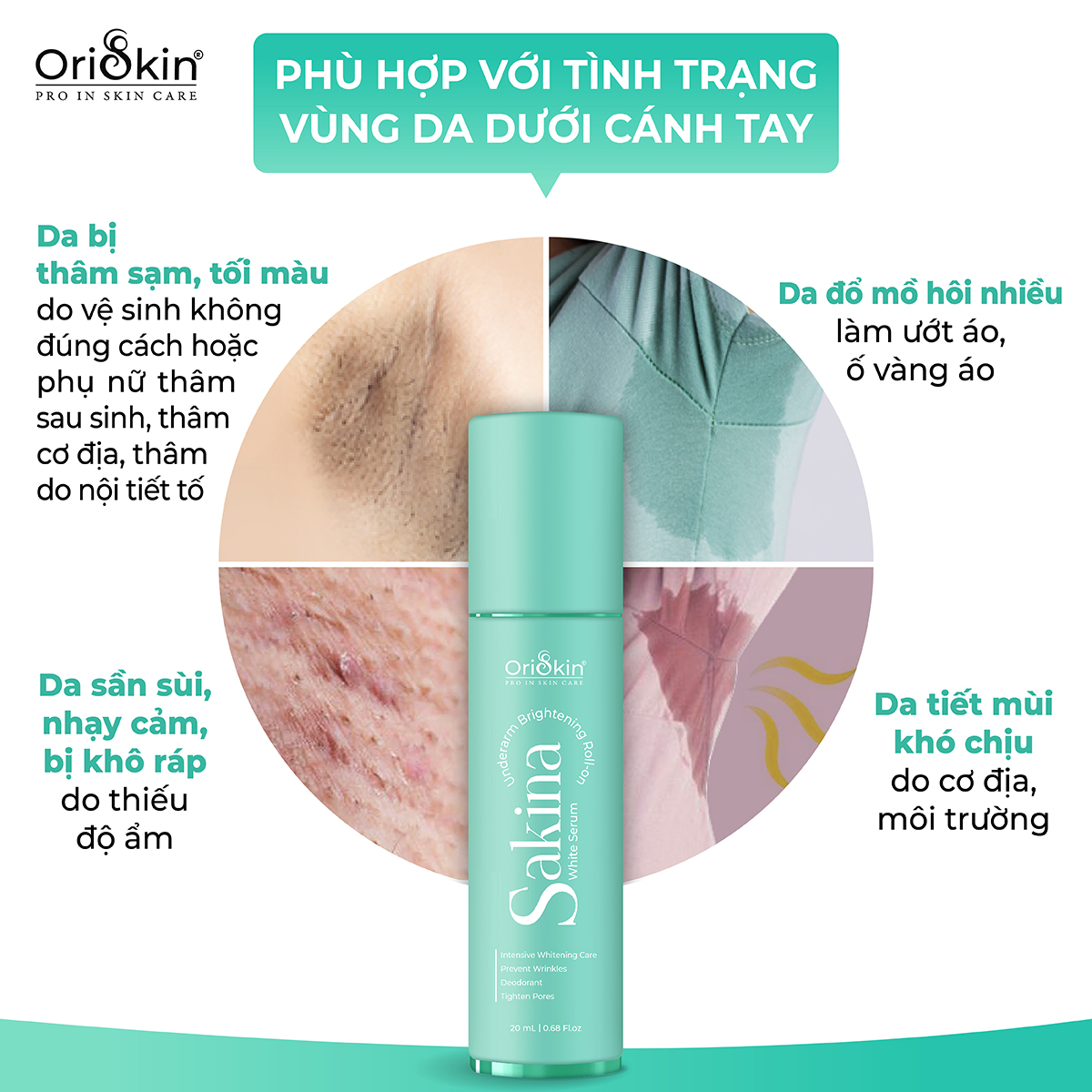 Mô tả Lăn dưỡng sáng an toàn và giảm mùi vùng da dưới cánh tay SAKINA WHITE SERUM 20ml - 2