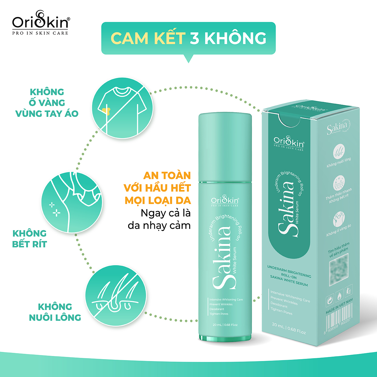 Mô tả Lăn dưỡng sáng an toàn và giảm mùi vùng da dưới cánh tay SAKINA WHITE SERUM 20ml - 5