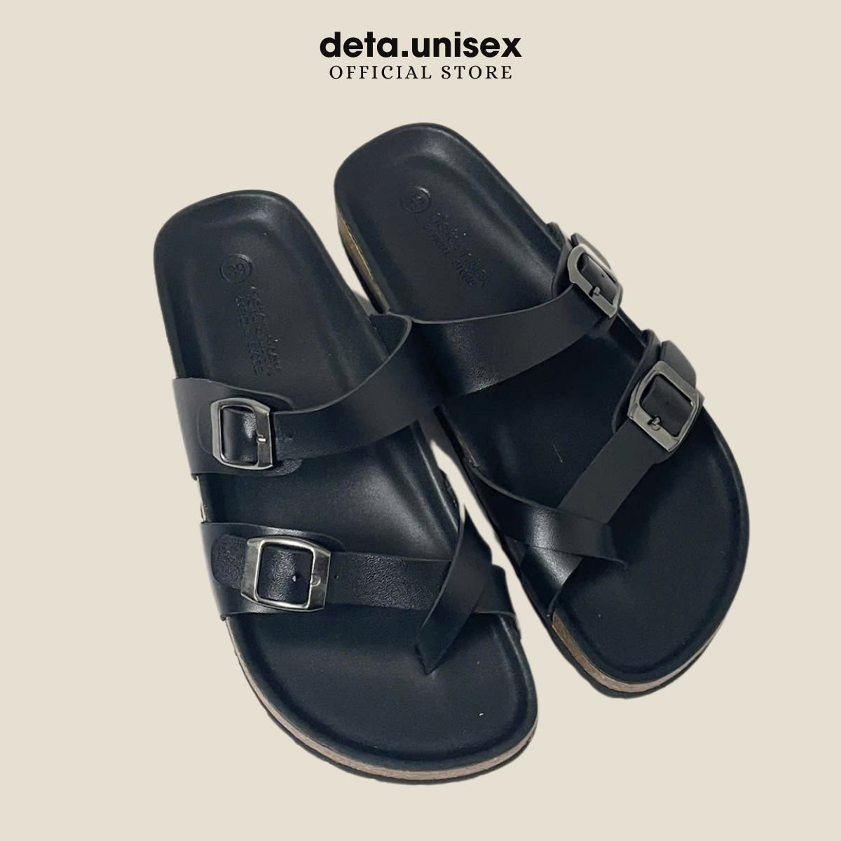 Mô tả Dép Birken đế trấu xỏ ngón nam nữ đi mưa lót đen Detaunisex - DETA22 - 1